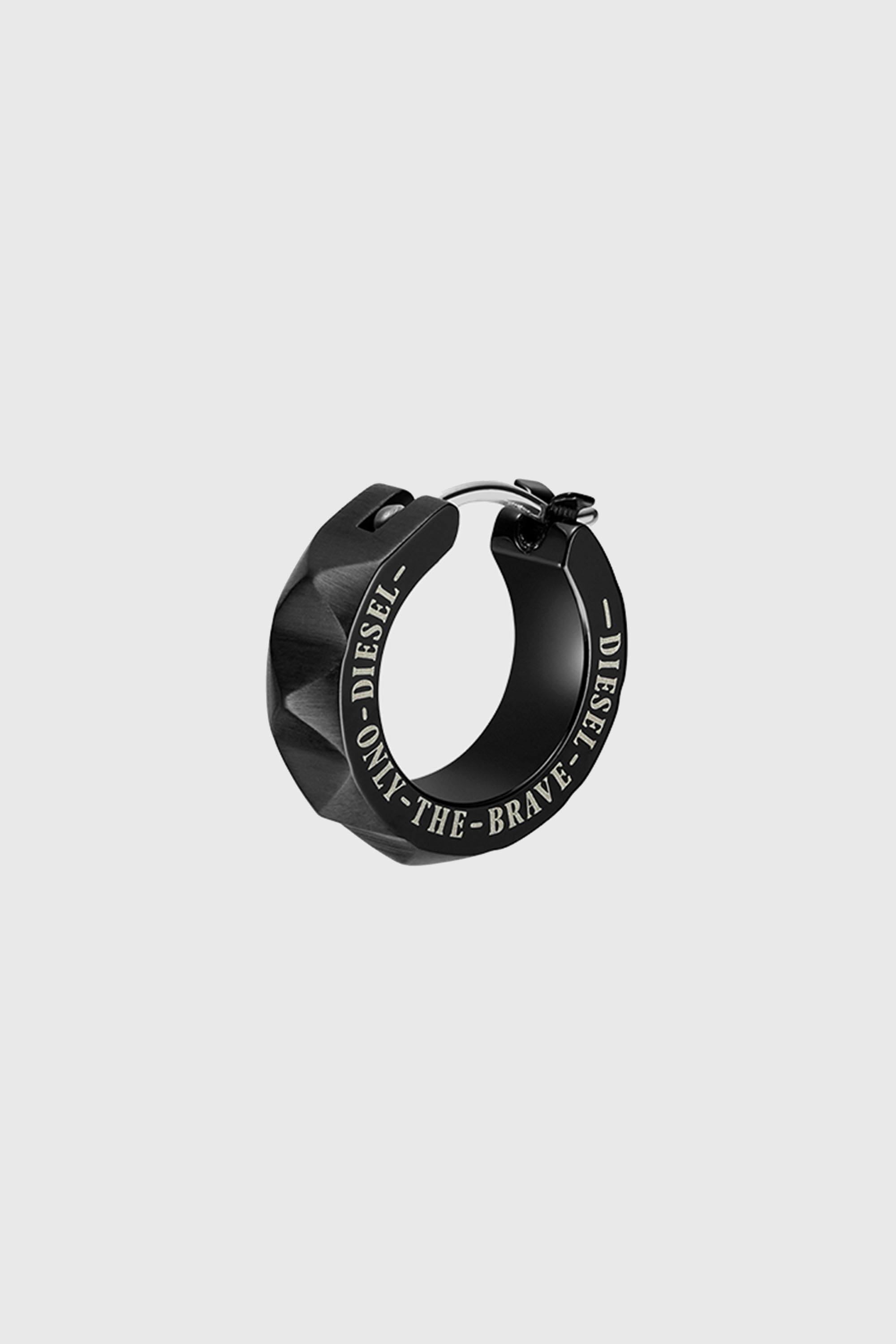 Diesel - DX1273, Man's Black stainless steel studded huggie single earring in Black - 1