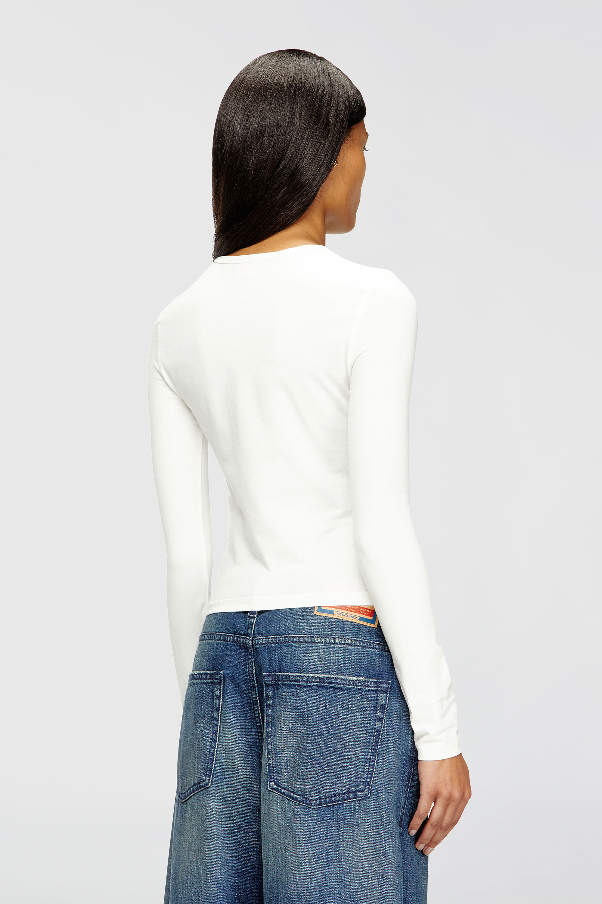 Diesel - T-UNCUTIESLONG-LS-OD, Woman's Cotton sweater with Oval D logo in White - 4