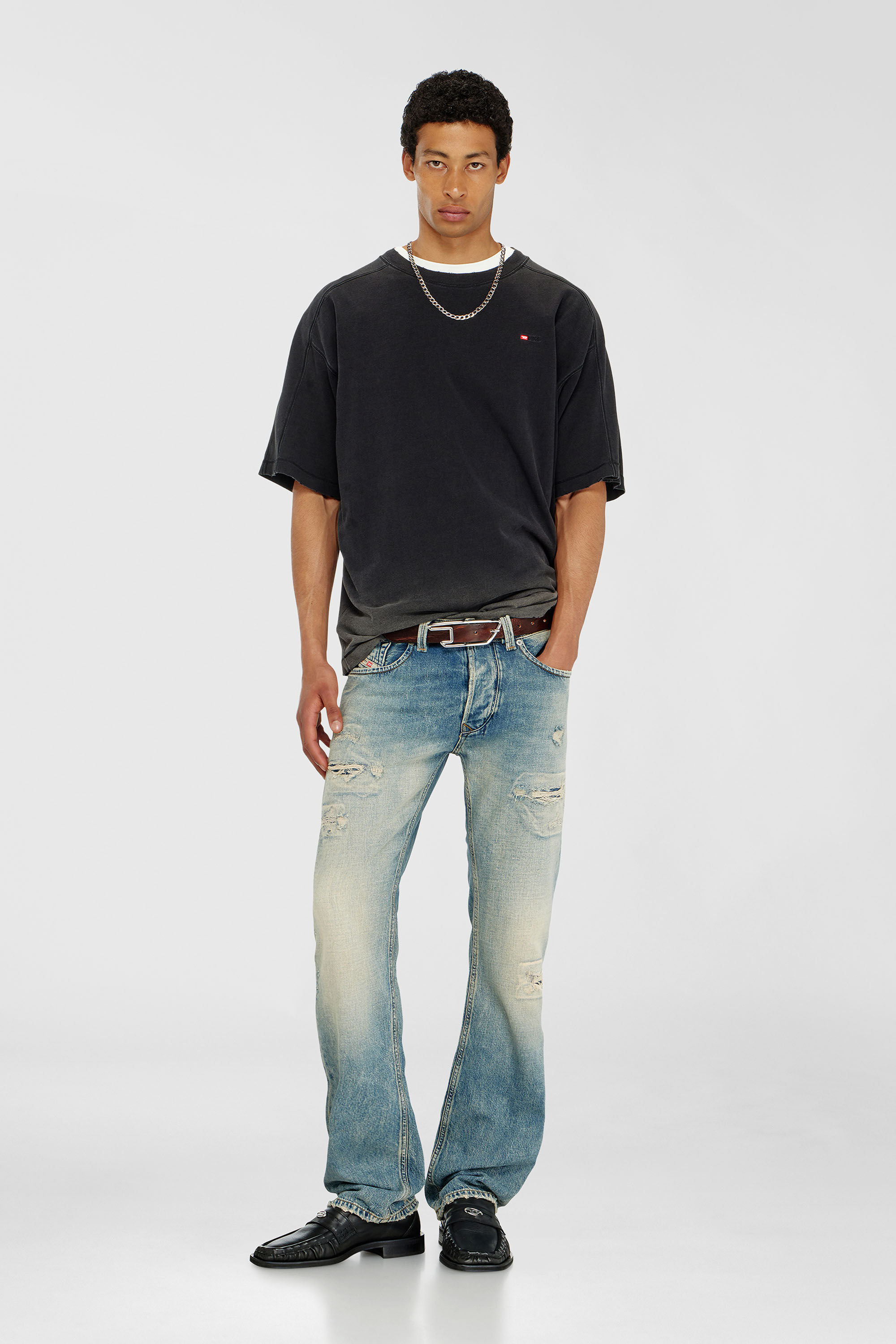Diesel - T-CROX, Man's Cotton T-shirt with degrad&eacute; effect in Black - 1