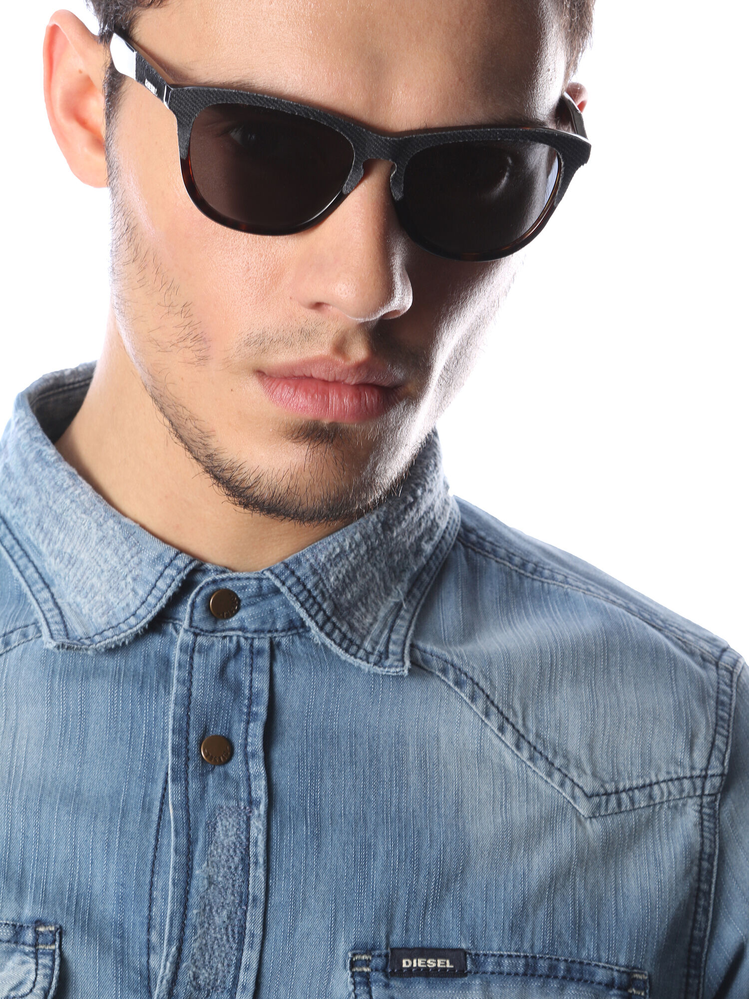 Diesel - DM0192, Unisex's Eyewear with denim frame front and detail in Dark Blue - 6