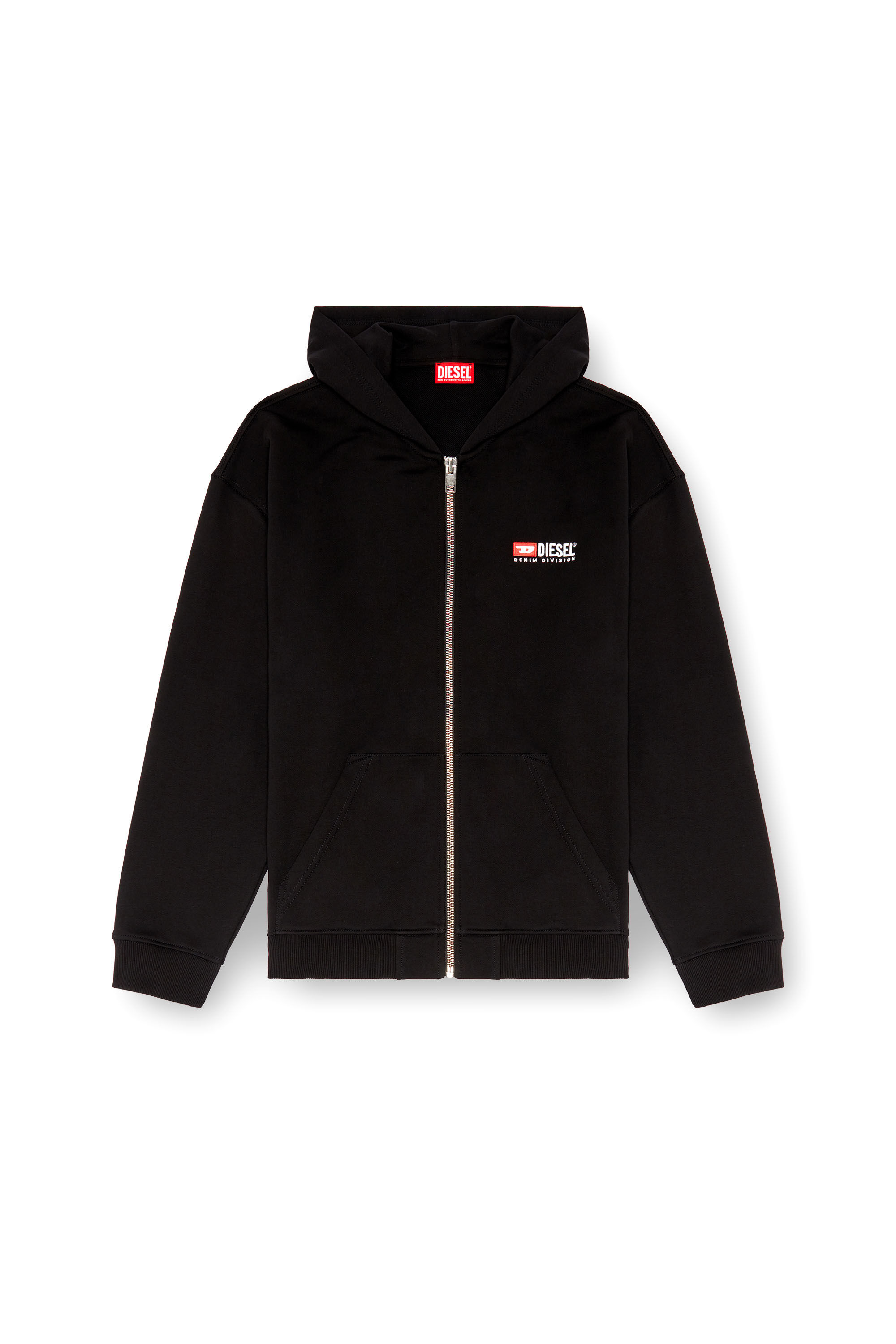 Diesel - S-BOXT-HOOD-ZIP-DIV, Man's Zip-up hoodie with Diesel embroidery in Black - 2