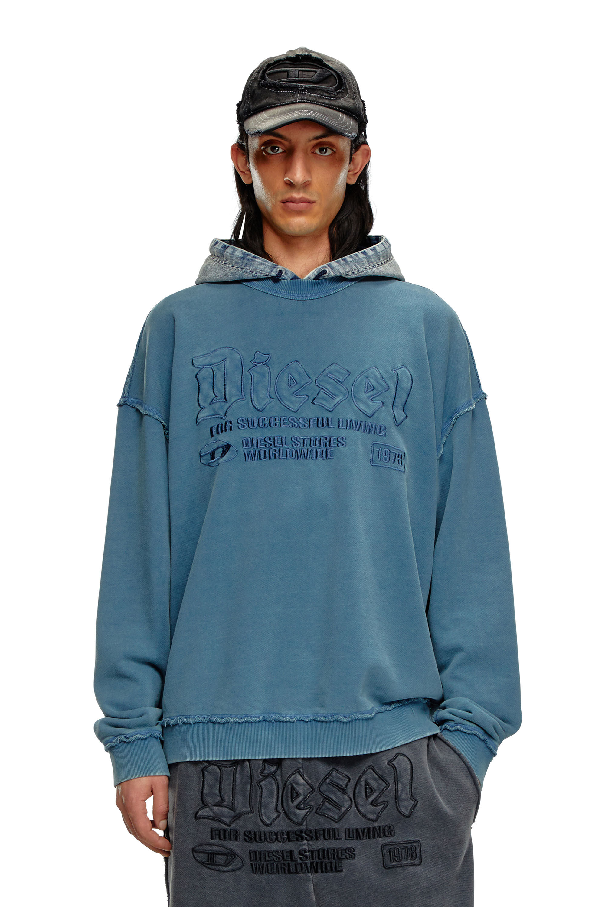 Diesel - S-BOXT-RAW, Man's Sweatshirt with logo embroidery in Blue - 3