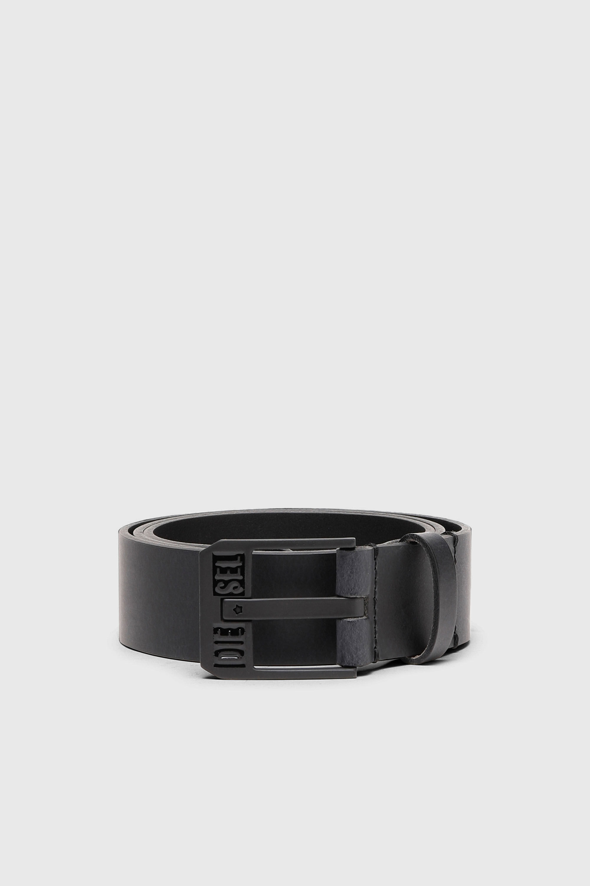 Diesel - BLUESTAR II, Man's 3.9cm leather belt with star logo buckle in Dark grey - 1