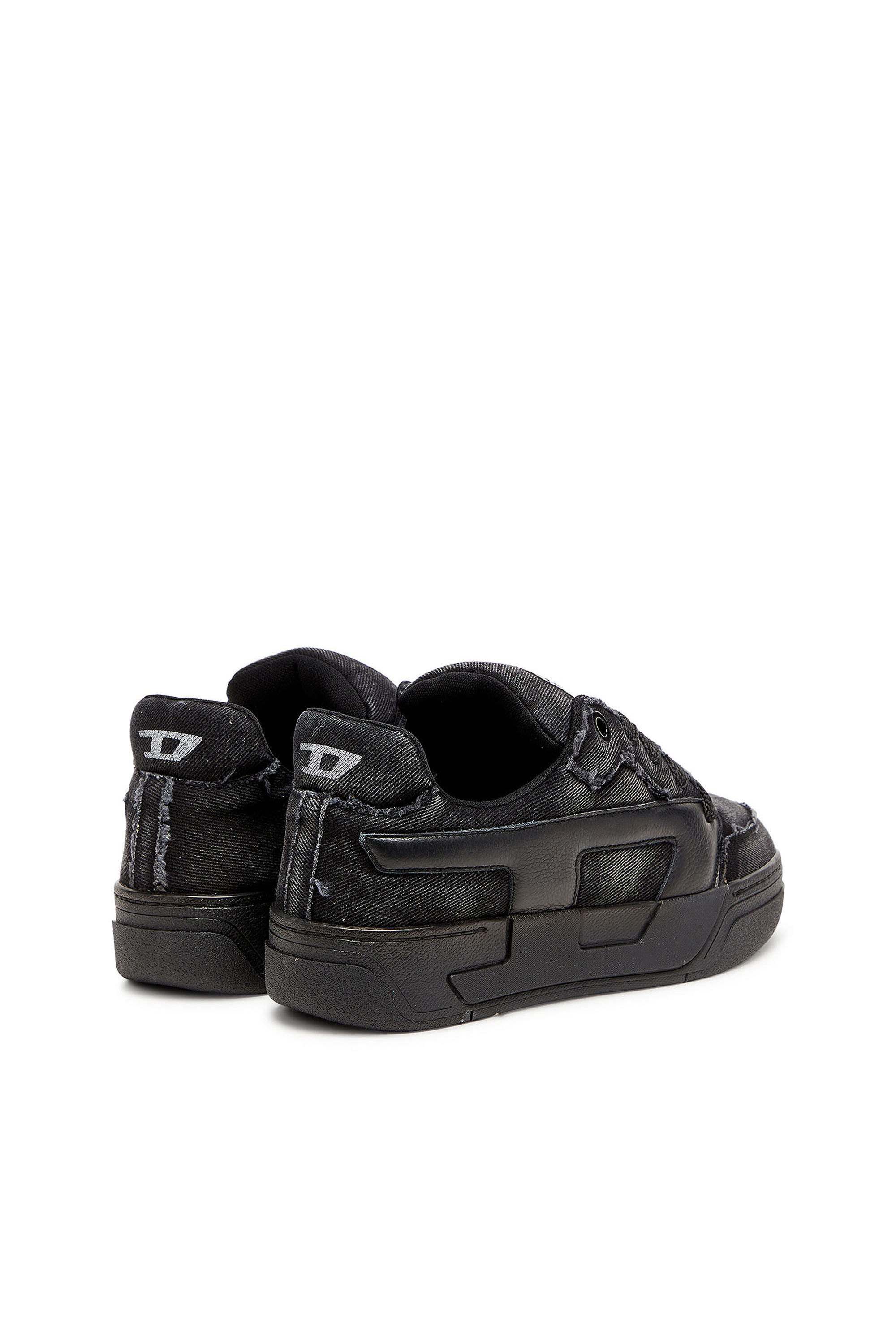 Diesel - S-D-OLLIE LOW, Man's S-D-Ollie - Sneakers in frayed denim e leather in Black - 3