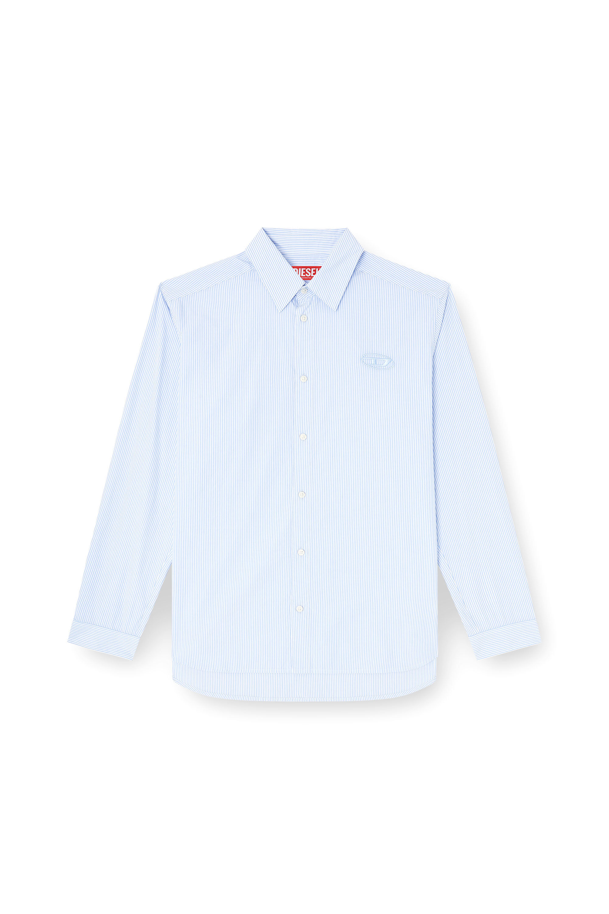 Diesel - S-SIMPLY-BKBZ, Man's Striped shirt in wrinkled cotton in Blue/White - 2