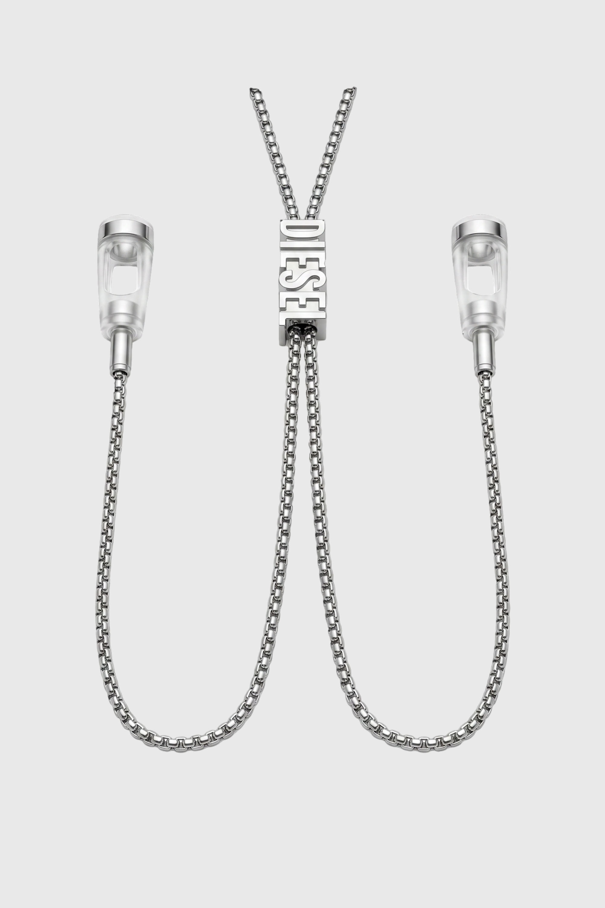 Diesel - 60669 EARBUDS CHAIN EARBUNDS CHAIN, Unisex's D chain earbuds necklace in Silver - 1