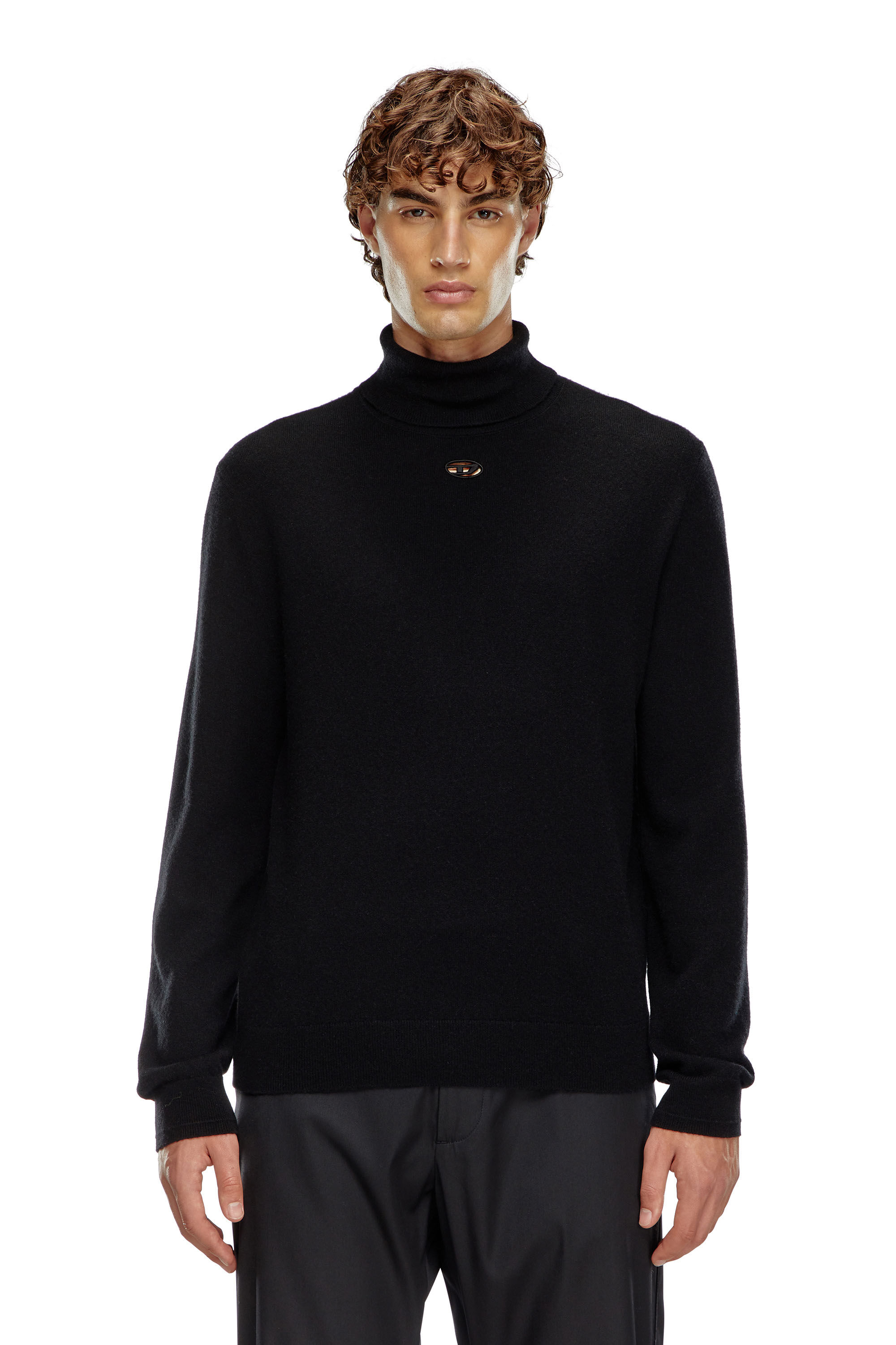 Diesel - K-VIERI-TN, Man's Turtleneck jumper in wool and cashmere in Black - 3