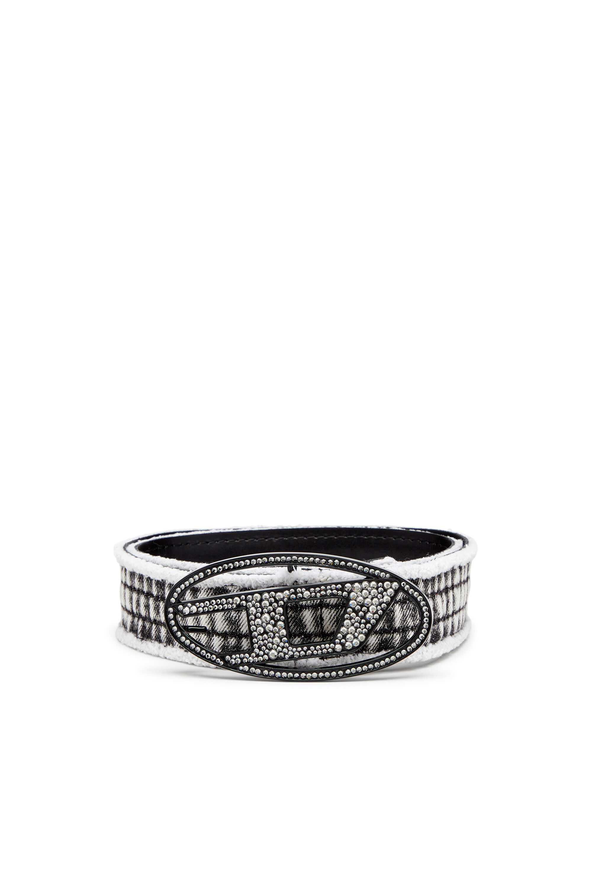 Diesel - B-1DR STRASS, Woman's Denim and leather belt with crystal buckle in Black - 1