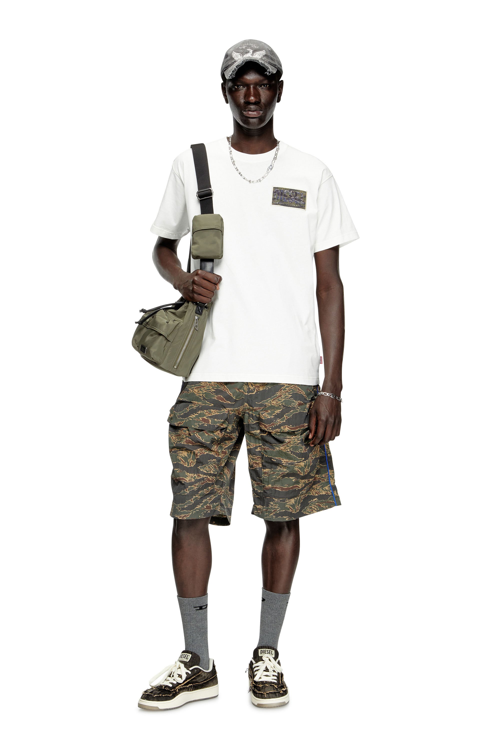Diesel - T-NORM-T3, Man's T-shirt with camo logo patch in null - 1