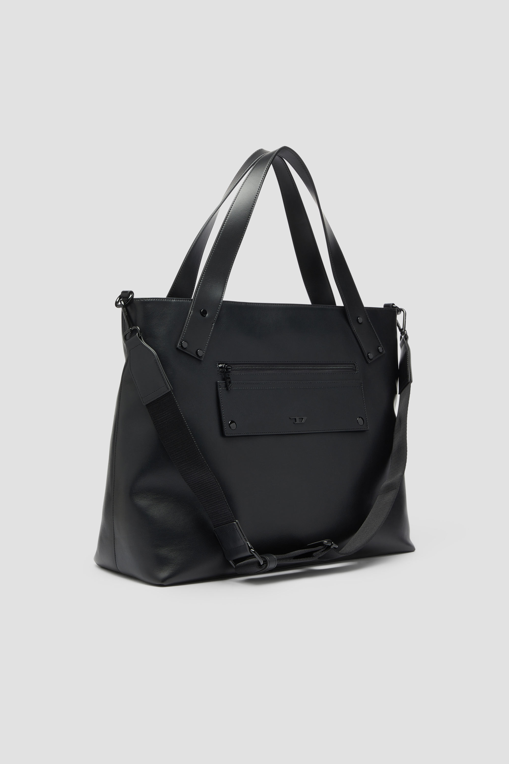 Diesel - RIVET-D TOTE E\W, Man's Rivet-D - Shopping Bag with zip and flap pocket in Black - 5