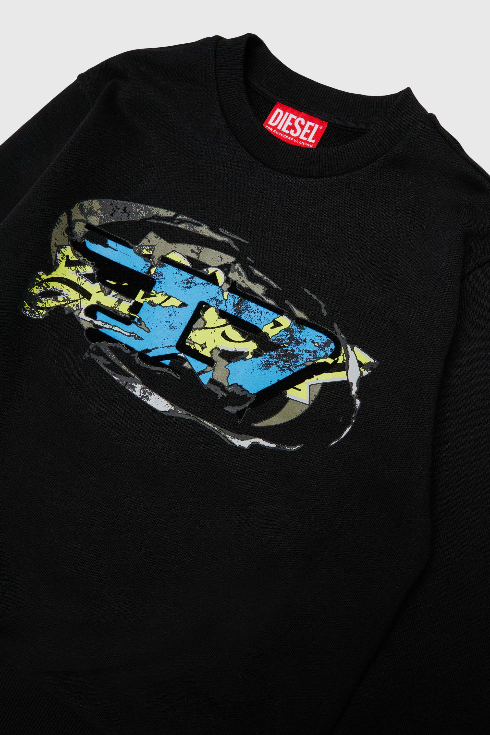 Diesel - SCRAP OVER, Man's Sweatshirt with Oval D graphic print in Black - 3