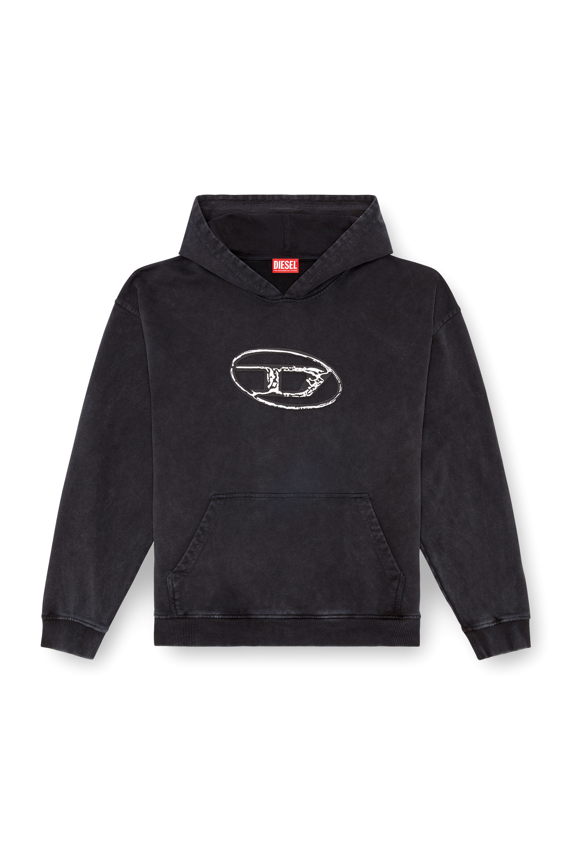 Diesel - S-BOXT-HOOD-Q7, Man's Hoodie with multi-layered logo print in Black - 2