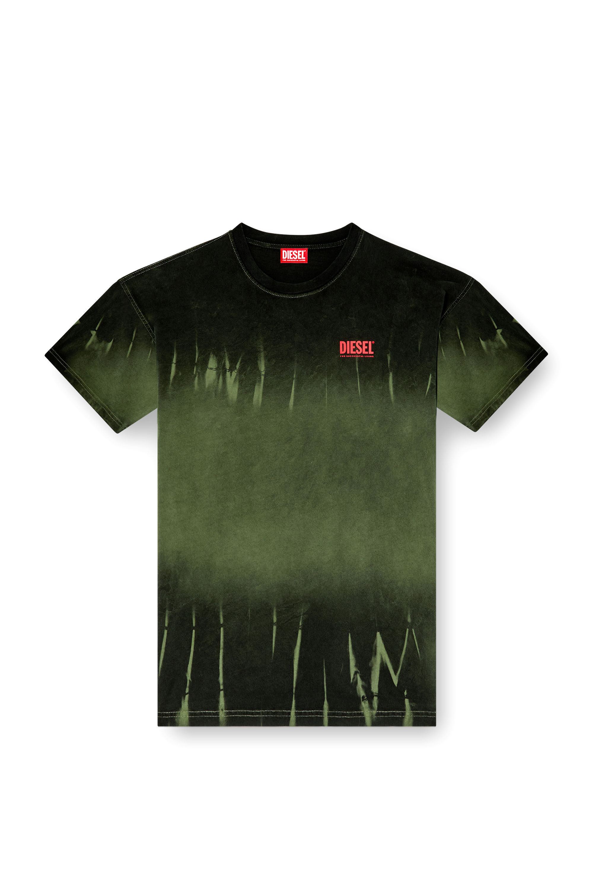 ★DIESEL★ T Flu T-shirt Olive A166570JQAT5AFA A166570JQAT5A Women's Marbled T-shirt with ruffled trims | Green | Diesel