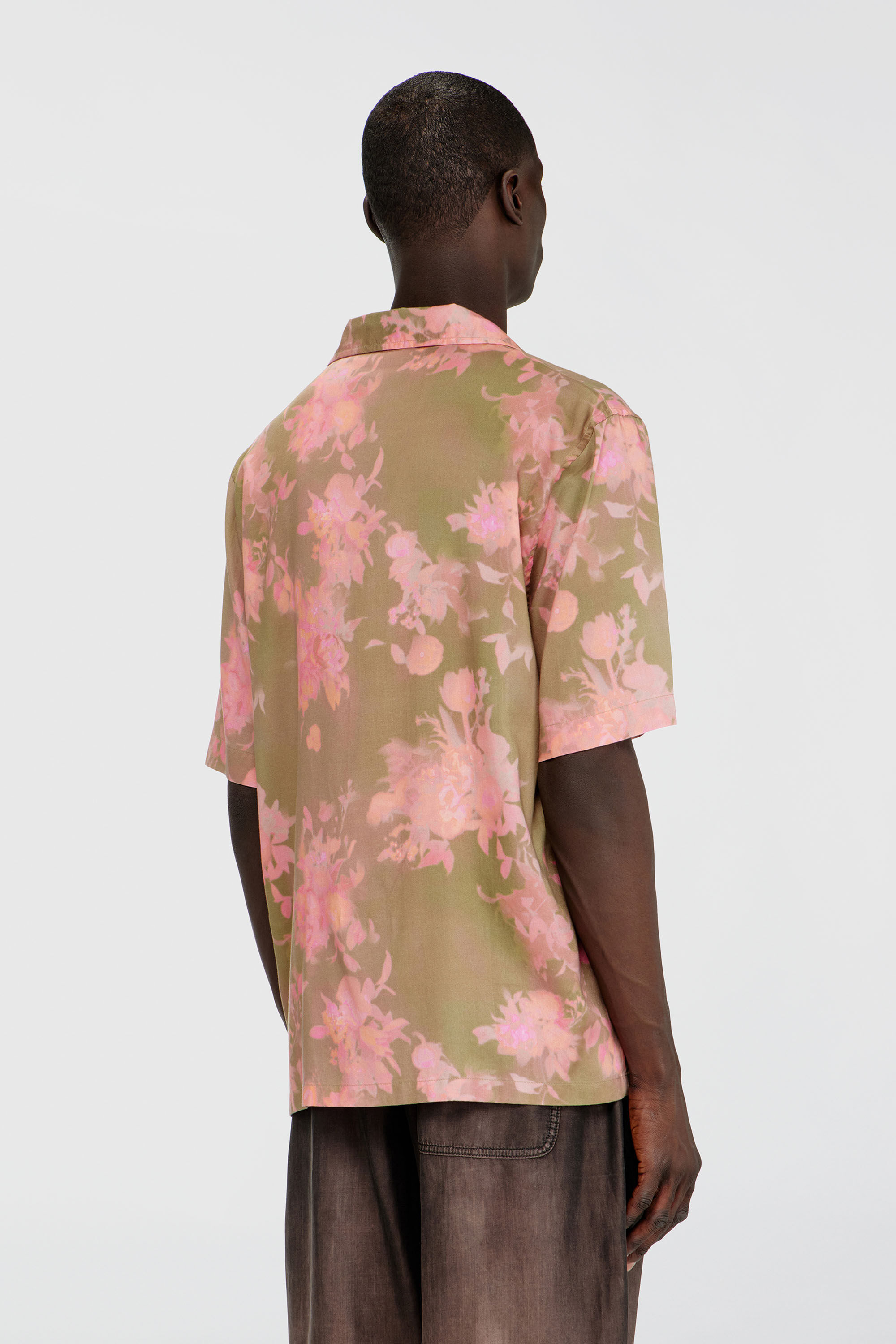Diesel - S-BRAD-QMCE, Man's Lyocell shirt with all-over floral print in Pink/Brown - 4