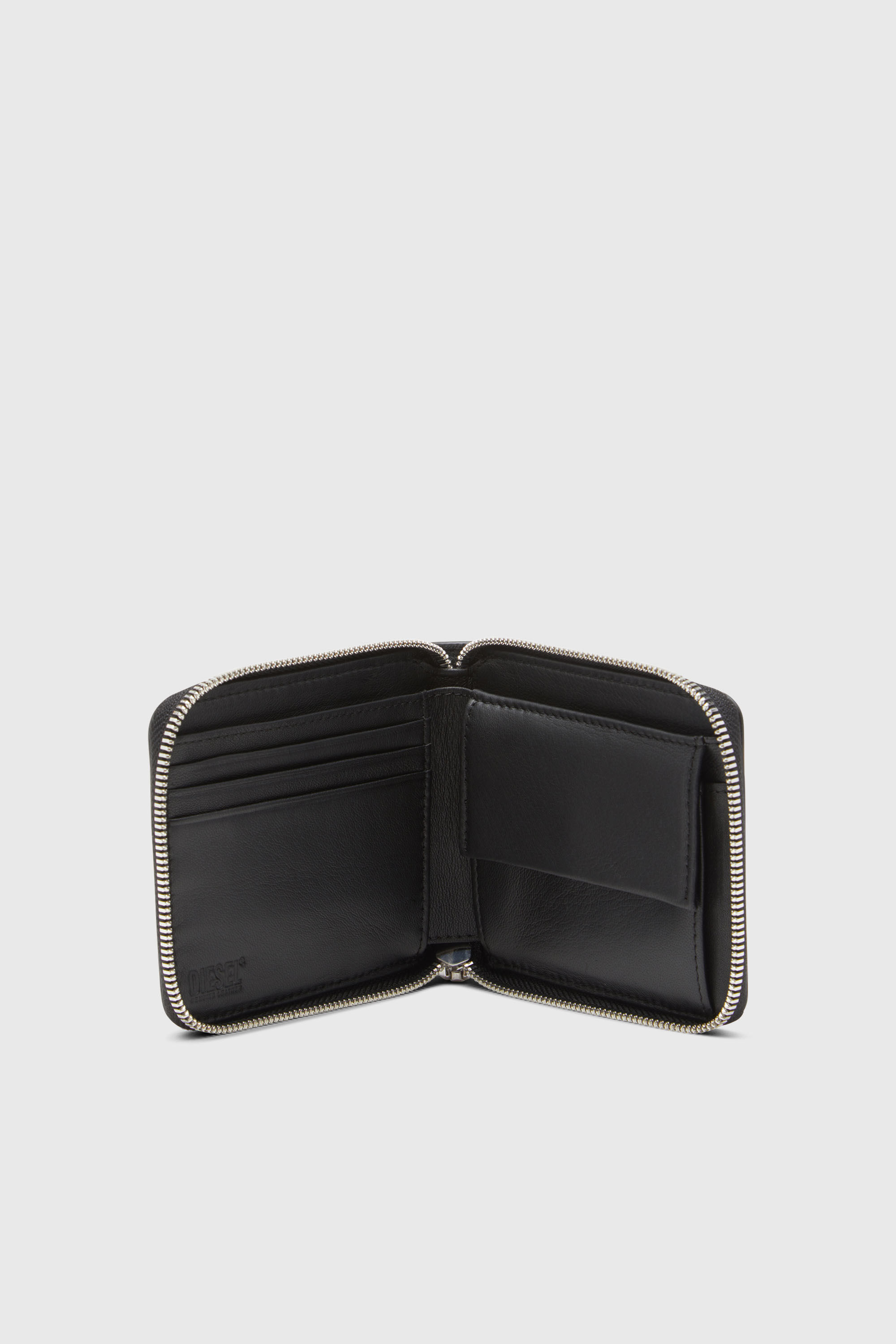 Diesel - DSL 3D- BI FOLD COIN ZIP XS, Man's Leather zip wallet with embossed logo in Black - 3