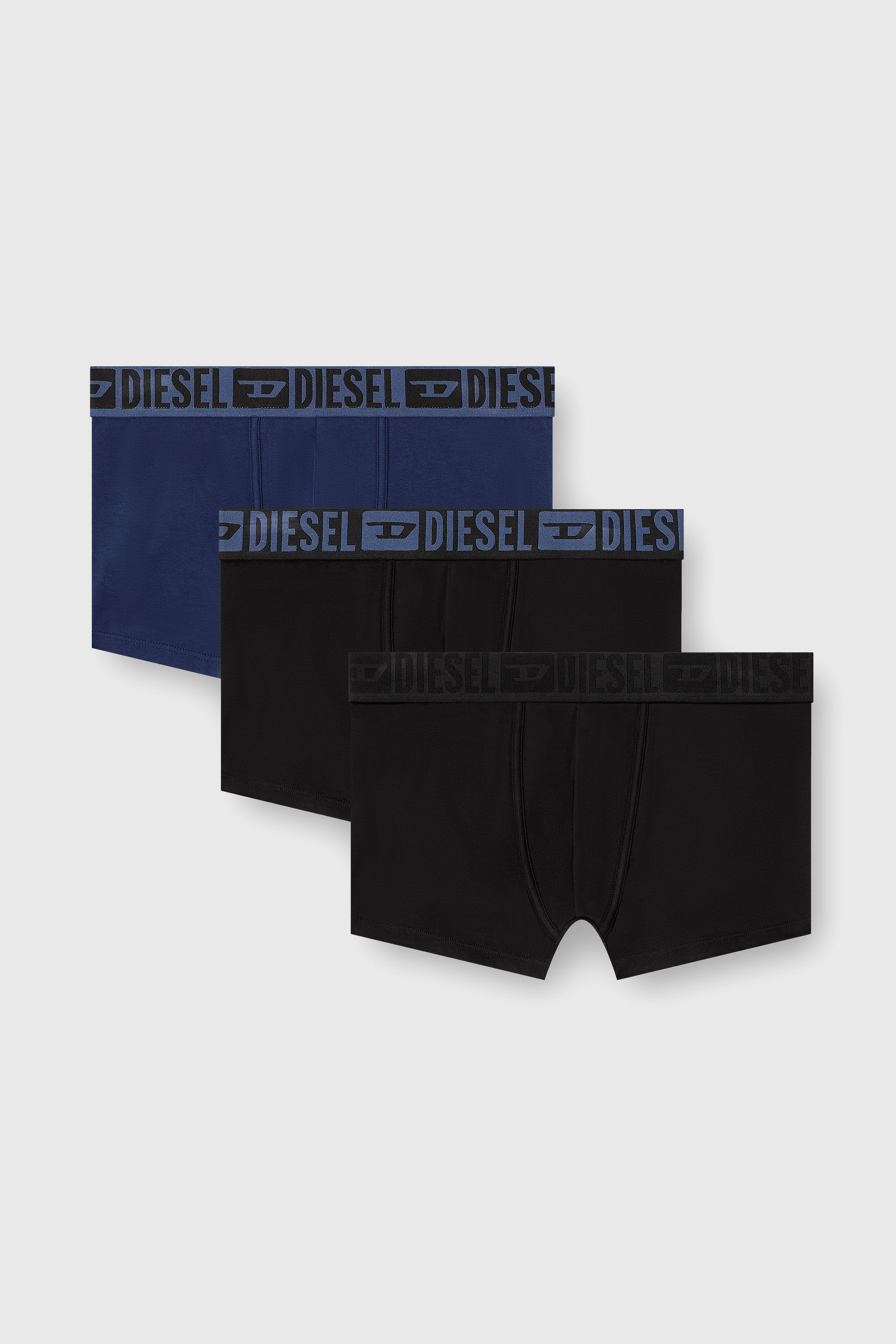 Diesel - MIKE-D-CORE-3PACK, Man's Three-pack of stretch cotton boxer briefs with tonal waistband in Blue/Black - 2