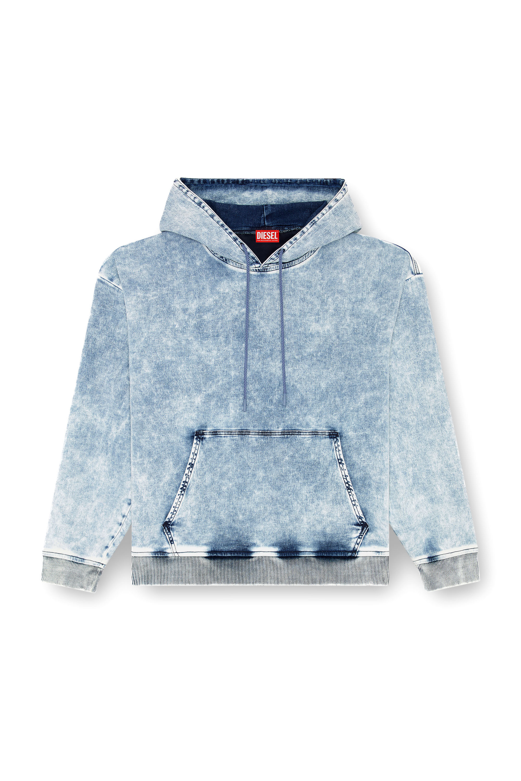 Diesel - D-UM-RIB-S2 TRACK, Unisex's Sweatshirt in Track Denim with Oval D in Light Blue - 2