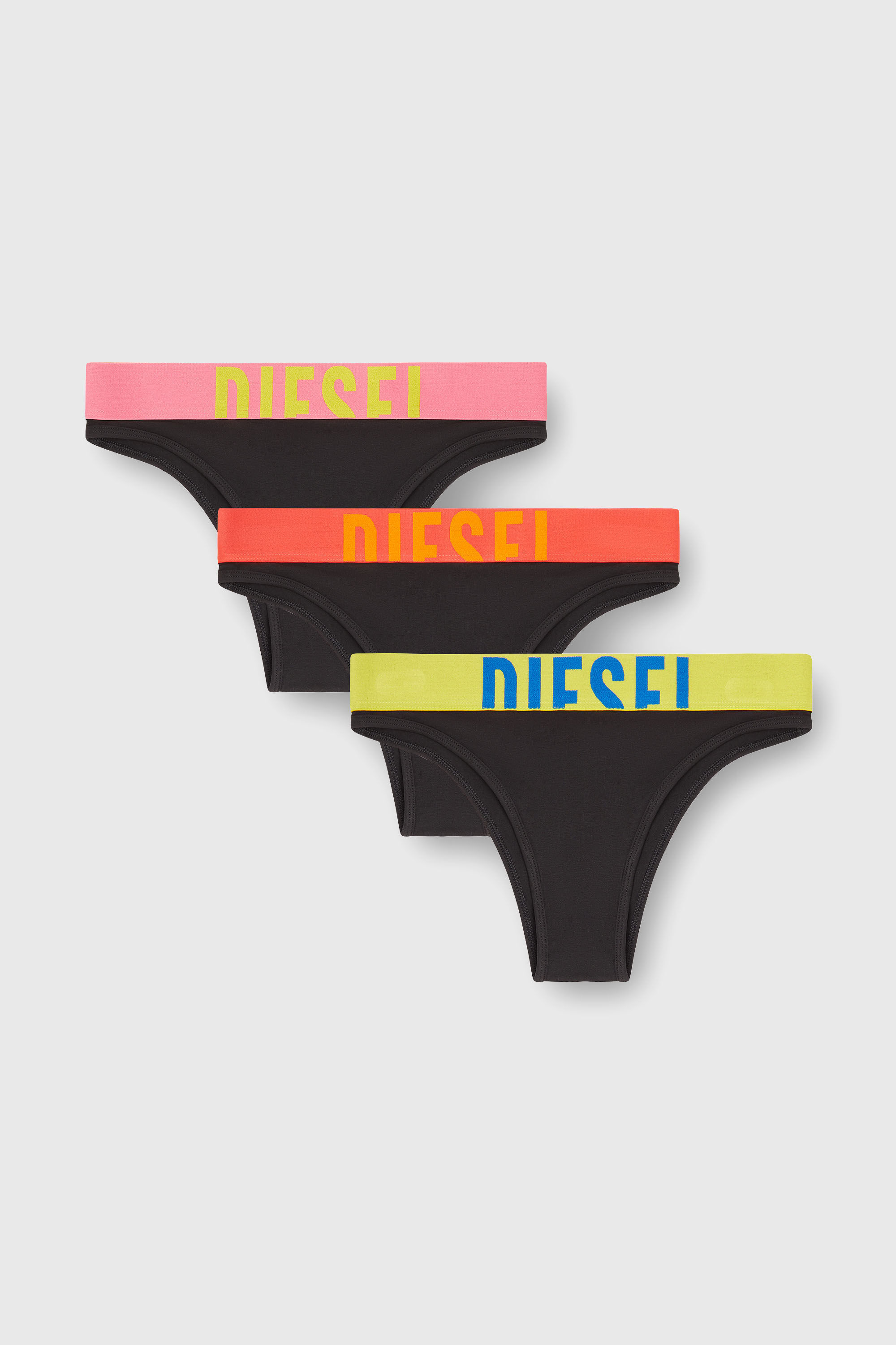 Diesel - FANNIE-D-POP-3PACK, Woman's 3-pack of panties with contrasting waistband in Black - 2