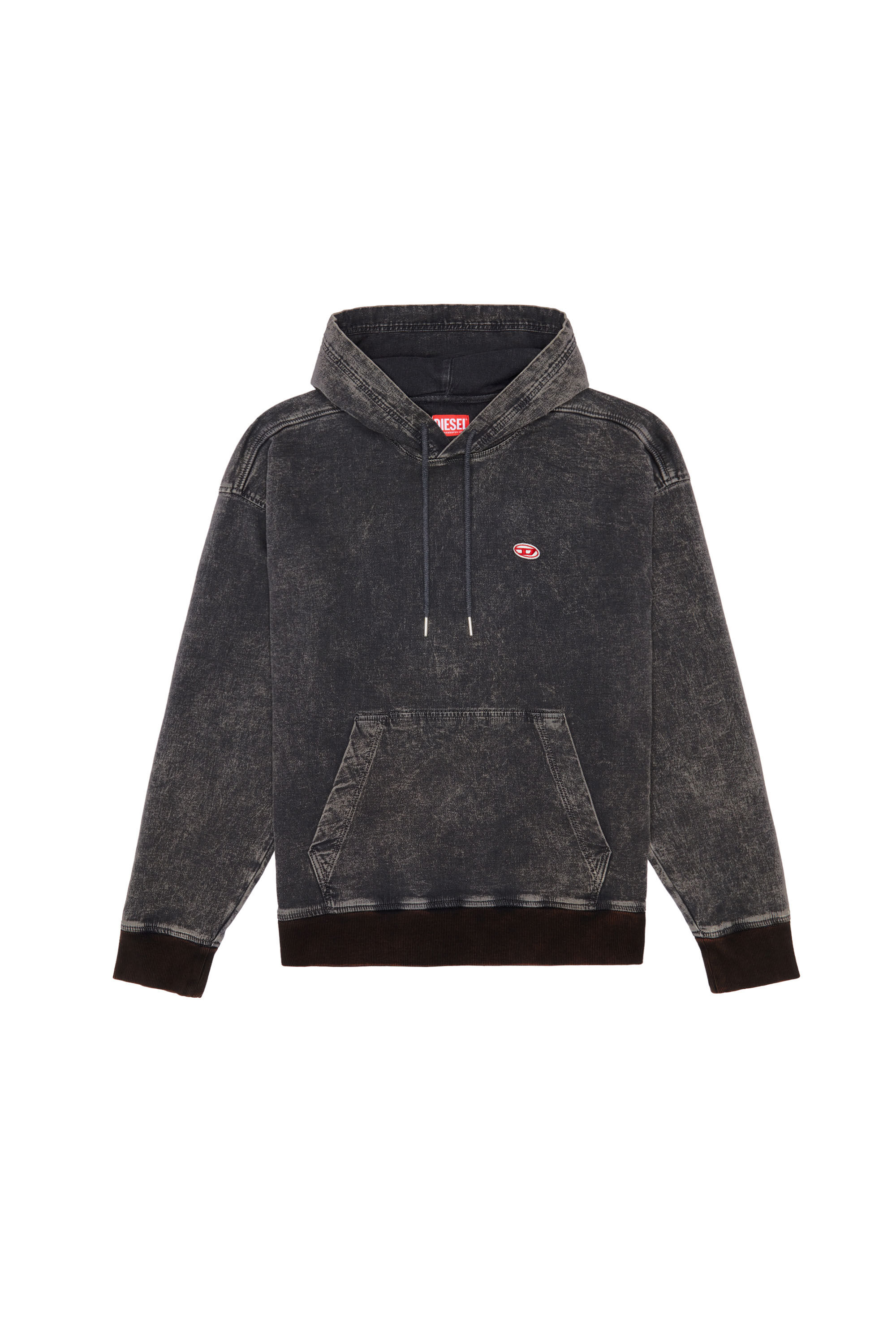 Diesel - D-UM-RIB TRACK DENIM HOODIE, Black/Dark grey - Image 2