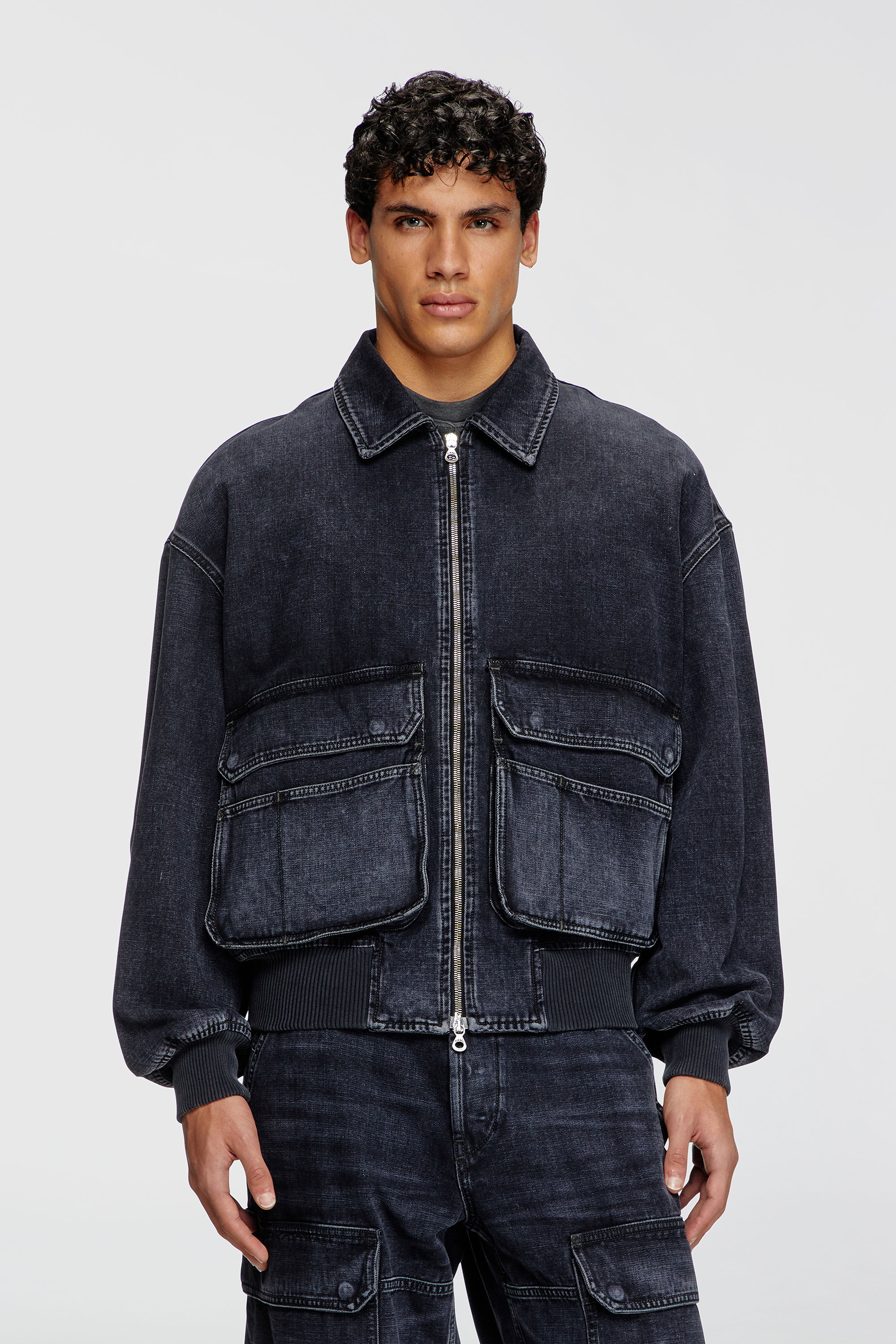 Diesel - D-KURZ, Unisex's Jacket in batavia-weave denim in Black - 3