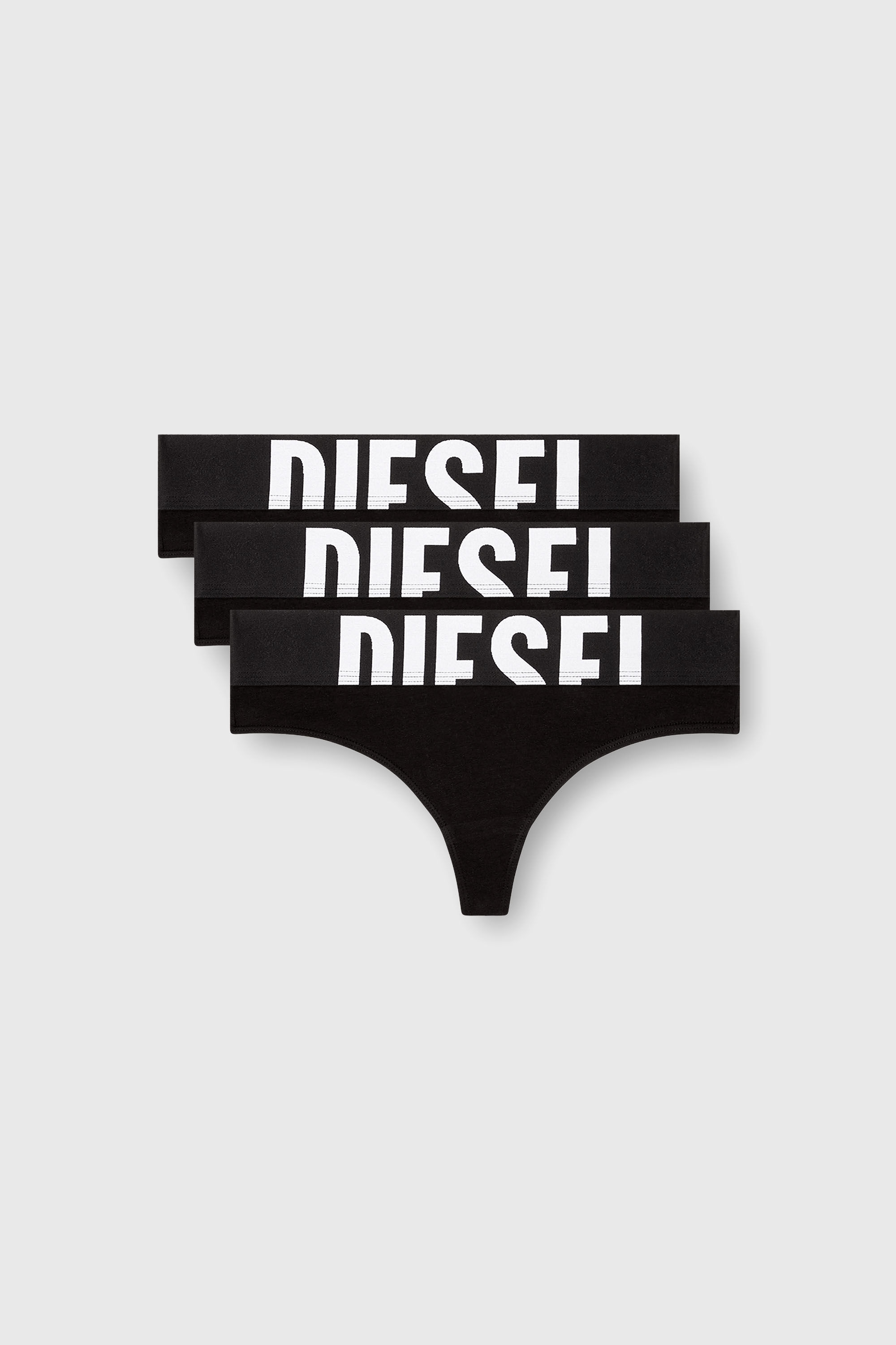 Diesel - UFST-STARS-THREEPACK, Woman's Three-pack thongs with cut-off logo in Black - 2