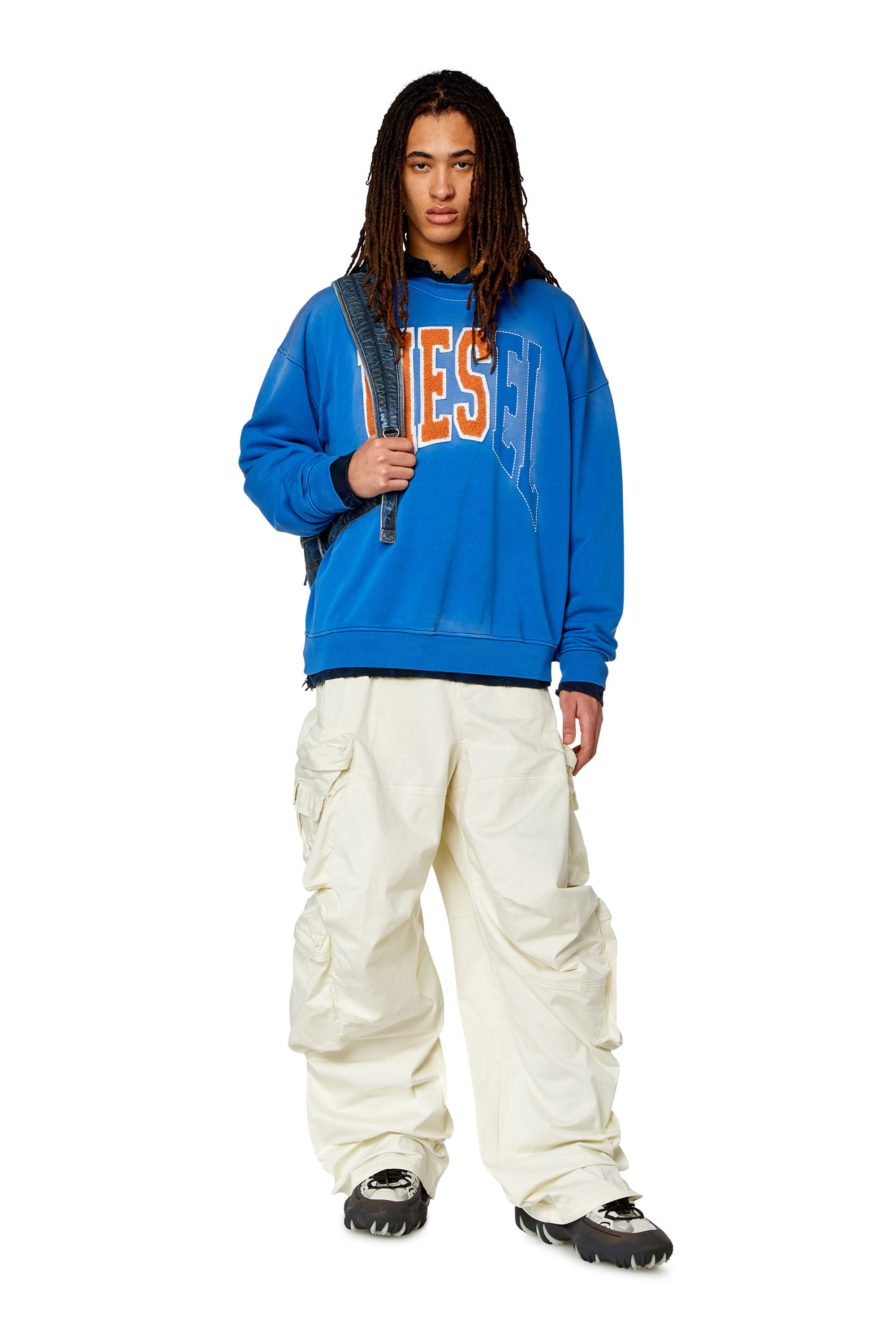 Diesel - P-HUGES-NEW, Man's Cargo pants in stretch cotton satin in White - 1