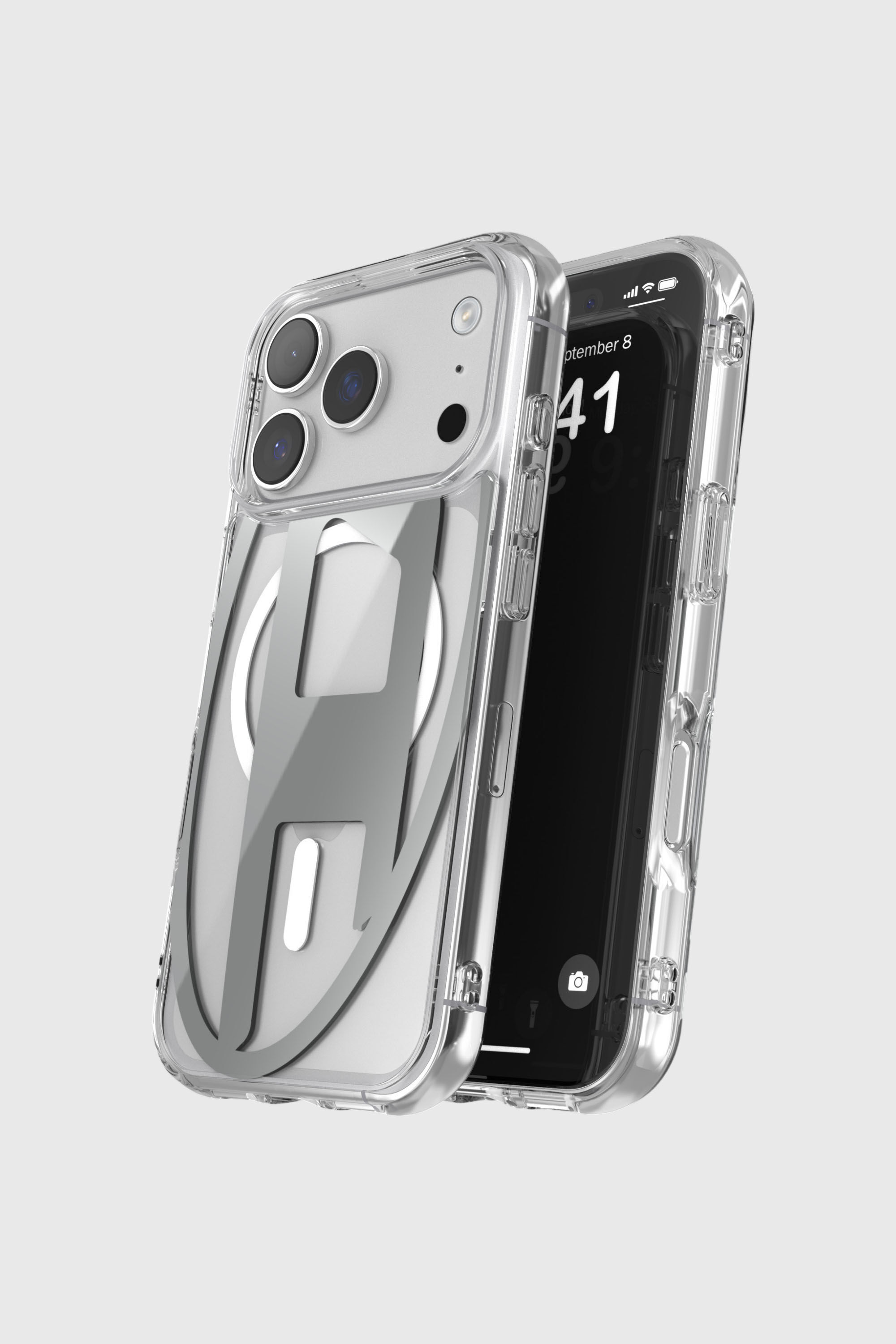 Diesel - 60413 AOP CASE, Unisex's Oval D metallic case with magsafe for iPhone 17 Pro in Grey - 4