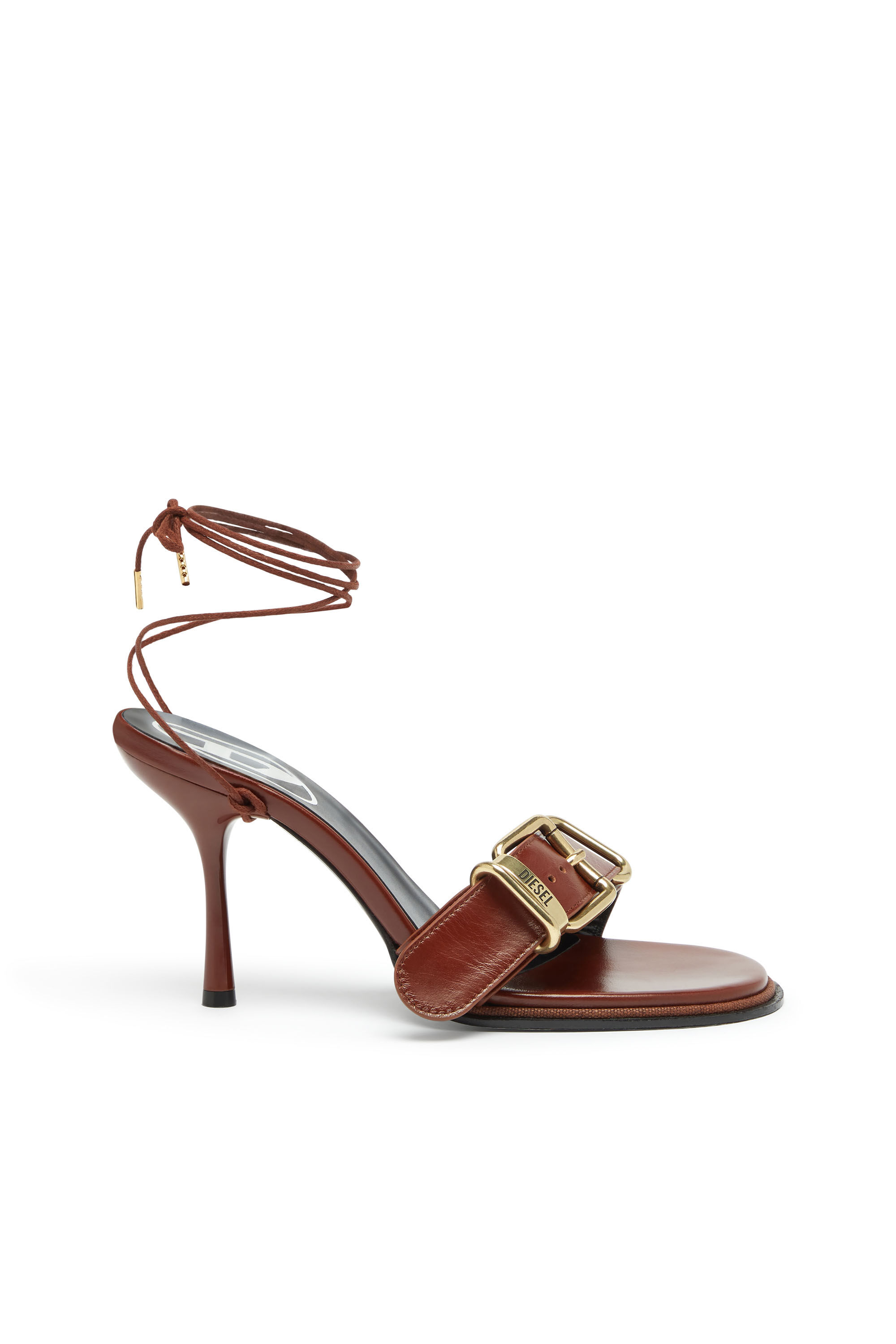 Diesel - D-COCCO-90-SA, Woman's D-Cocco-Ankle-wrap sandals in leather in Brown - 1