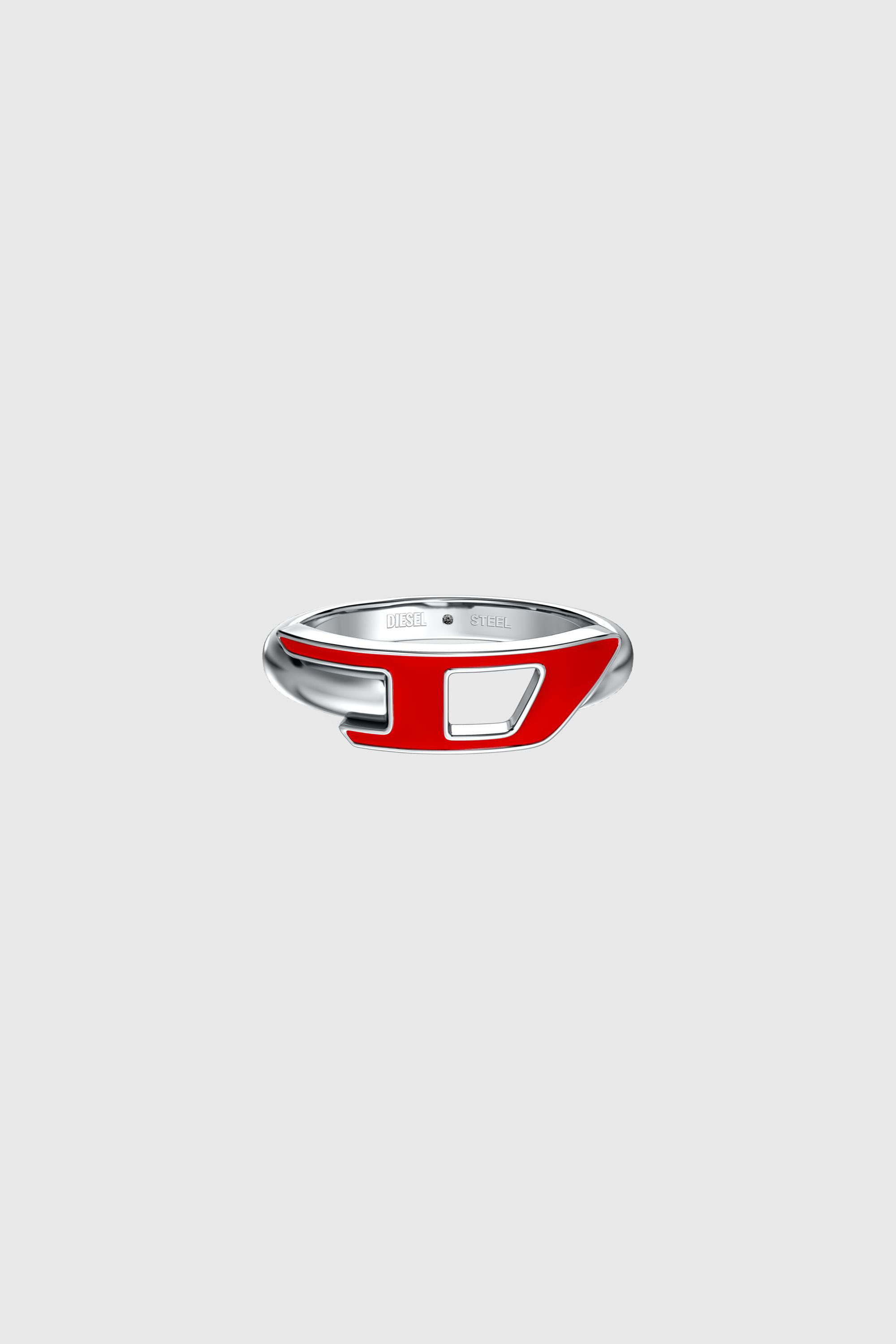 Diesel - DX1688040 JEWELLERY, Unisex's Stainless steel band ring in Silver/Red - 3