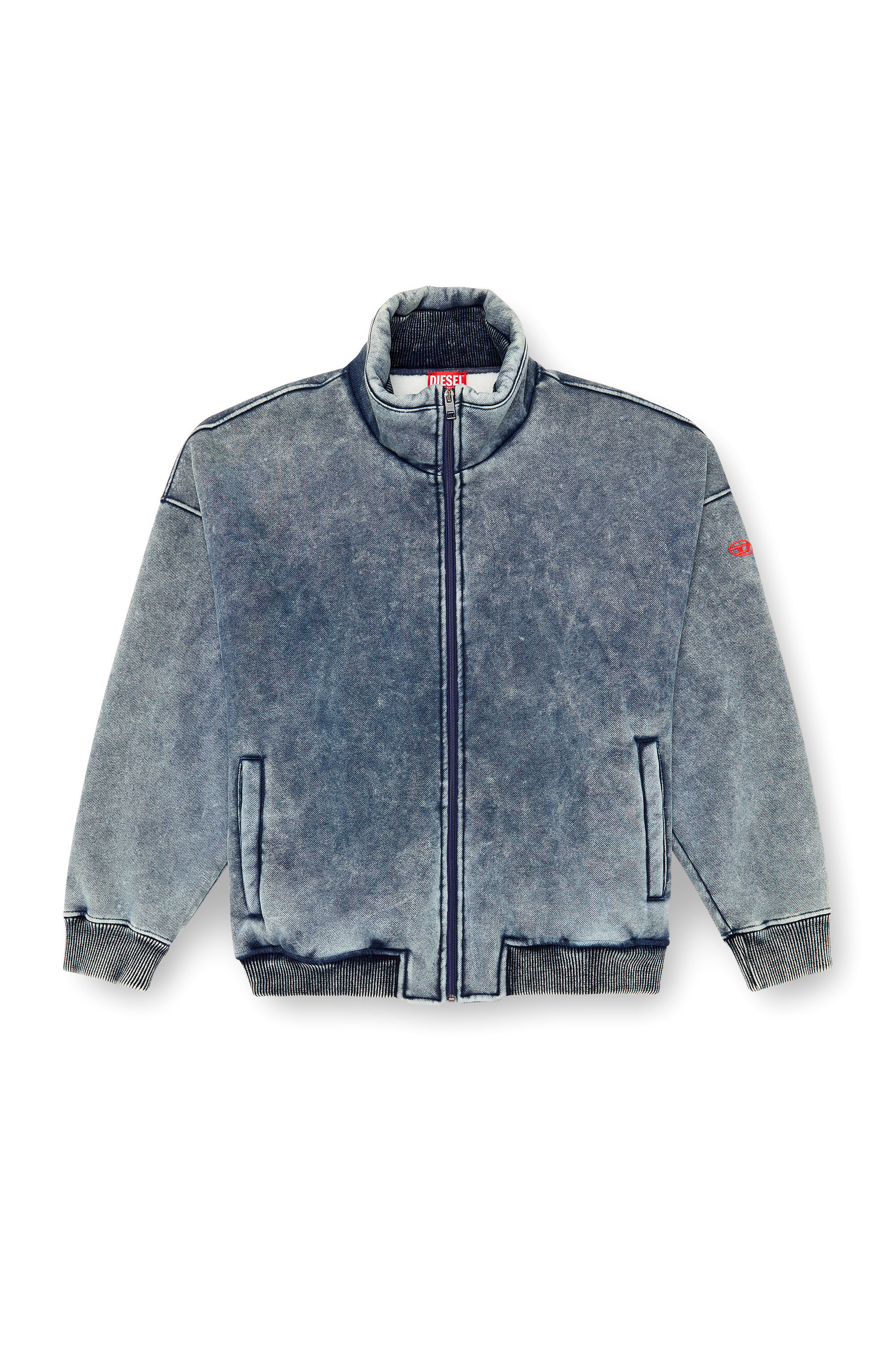 Diesel - S-BATEL, Man's Jacket in teddy-bonded jersey in Medium blue - 2