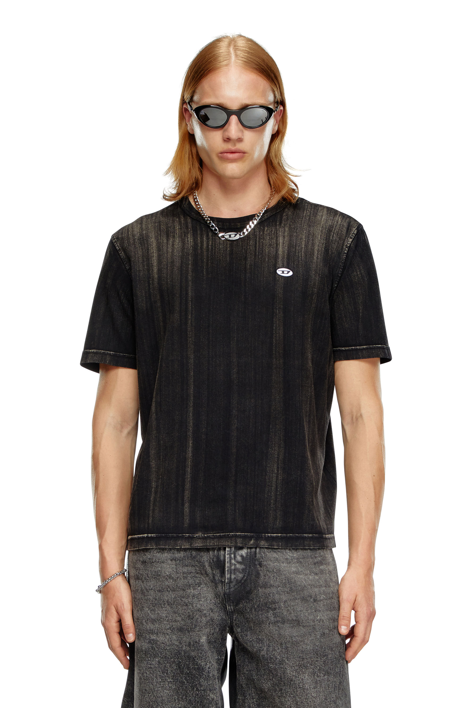 Diesel - T-ADJUST-K8, Man's T-shirt with brushstroke fading in Black - 3