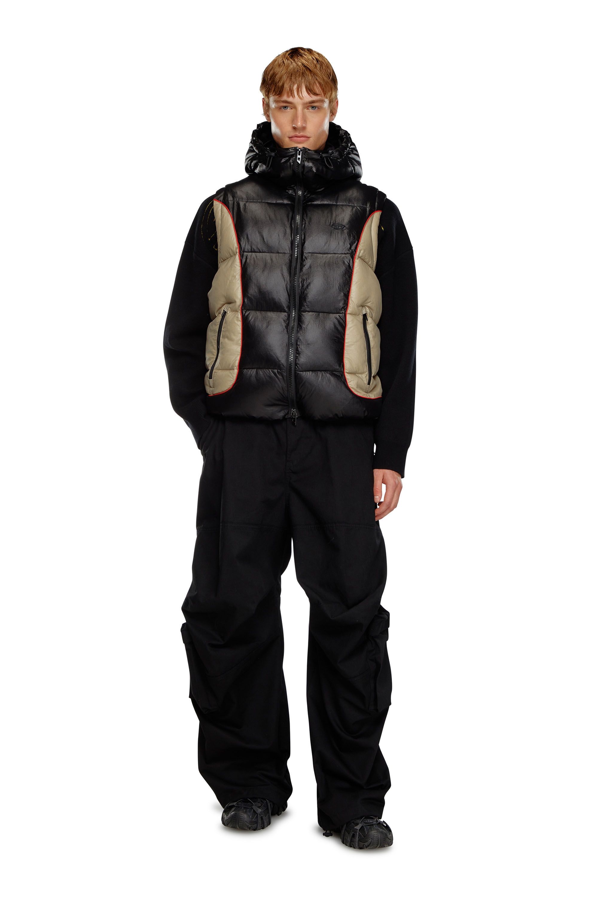 Men's Hooded puffer vest in shiny ripstop | Multicolor | Diesel