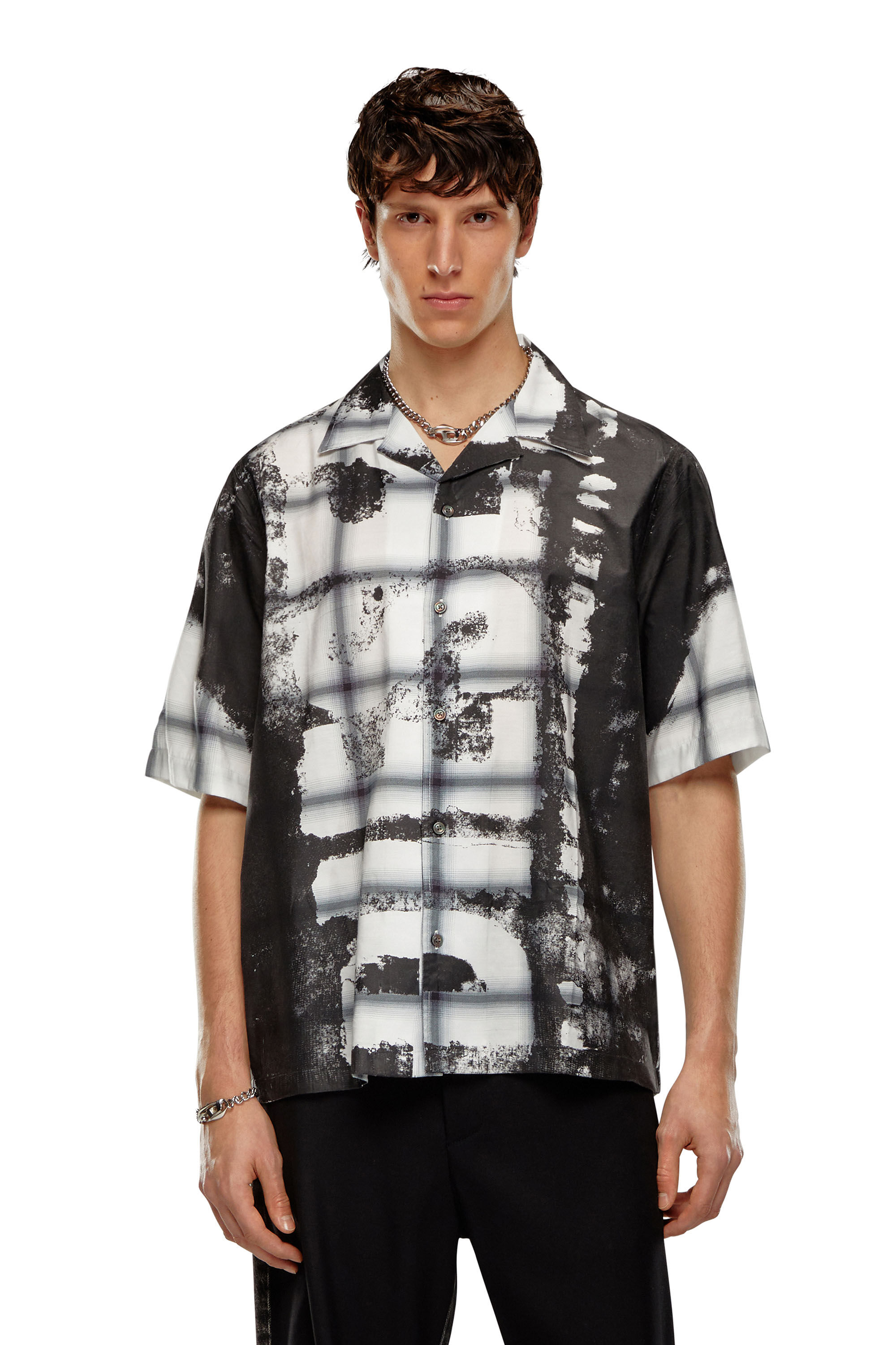 Diesel - S-NABIL, Man Check bowling shirt with fading logo in Multicolor - Image 3