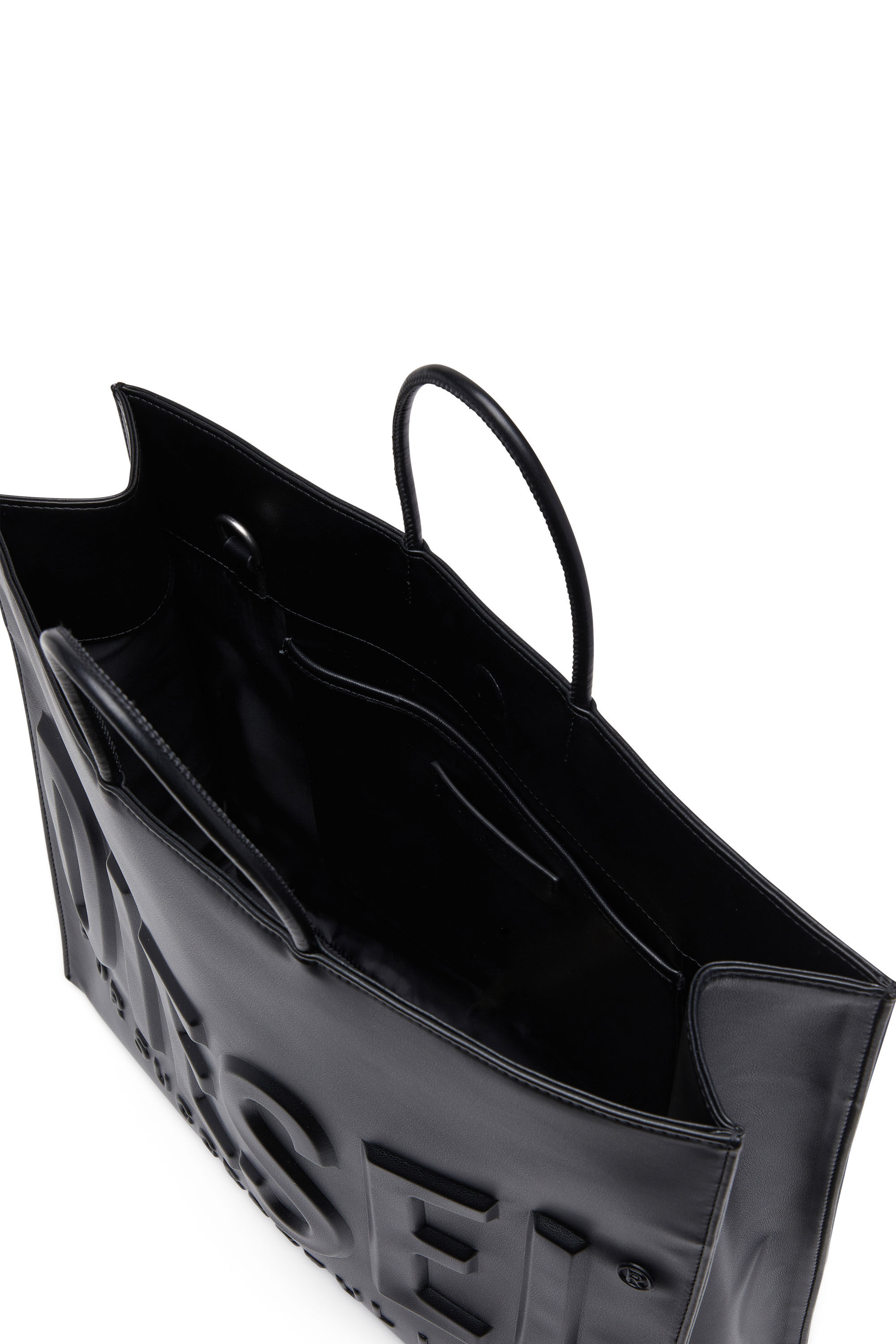 関送込【DIESEL】3Dロゴ M-PUトートバッグ Men's Dsl 3D M-PU tote bag with embossed logo | Black | Diesel