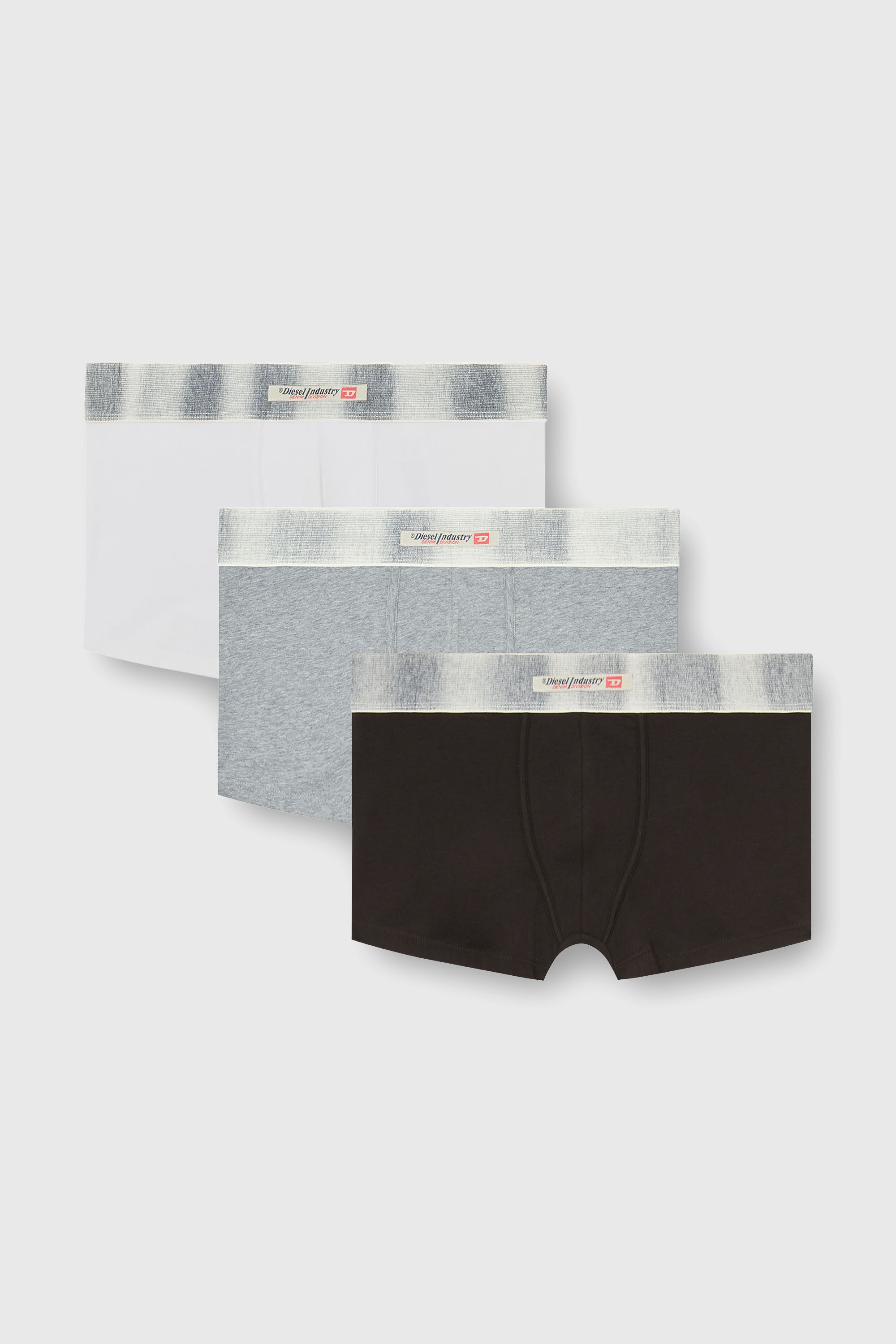 Diesel - DAMIEN-DNM-3PACK, Man's Three-pack of stretch cotton boxer briefs with satin waistband in Multicolor/Grey - 2
