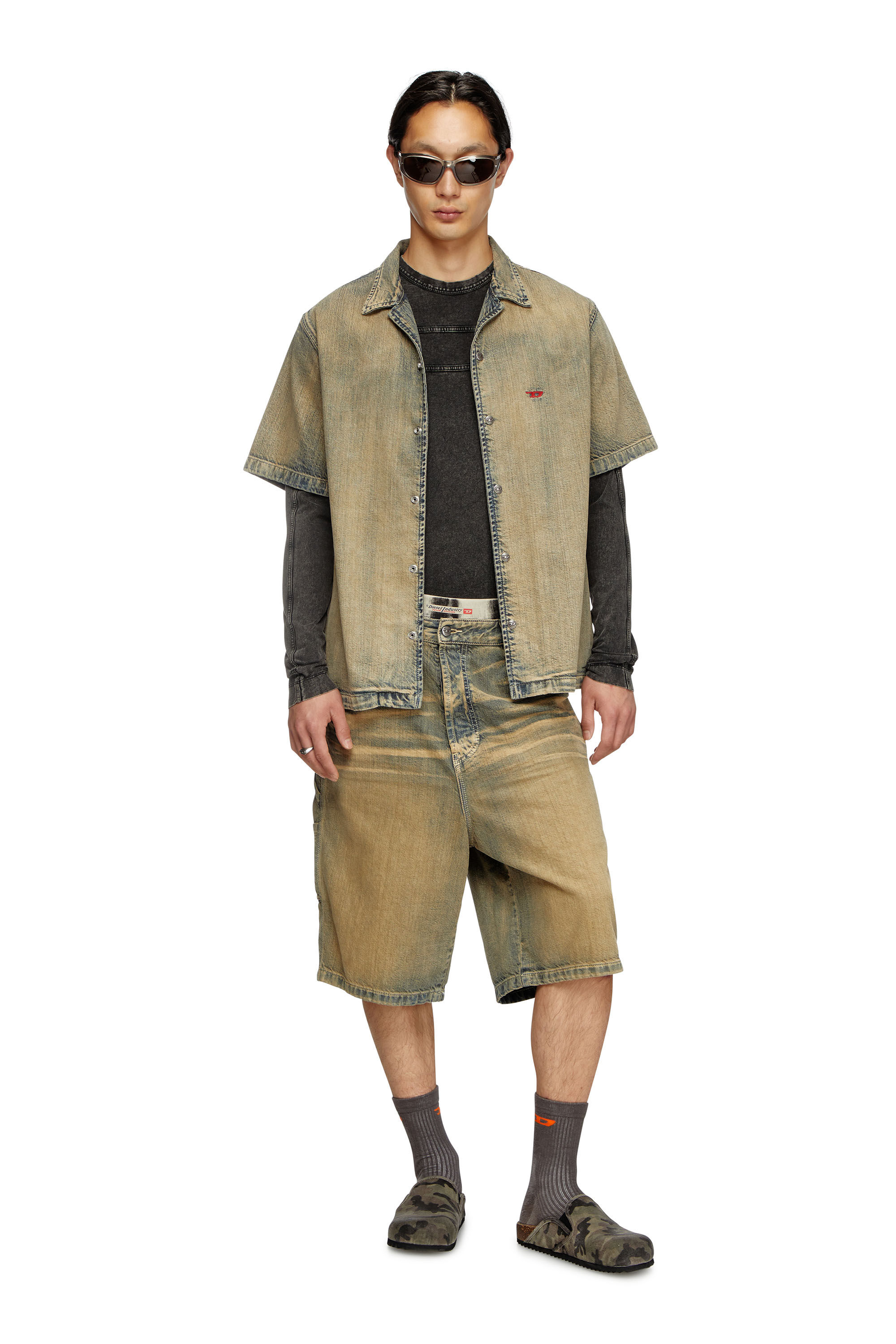 Men's Utility shorts in gold-brush denim | Multicolor | Diesel