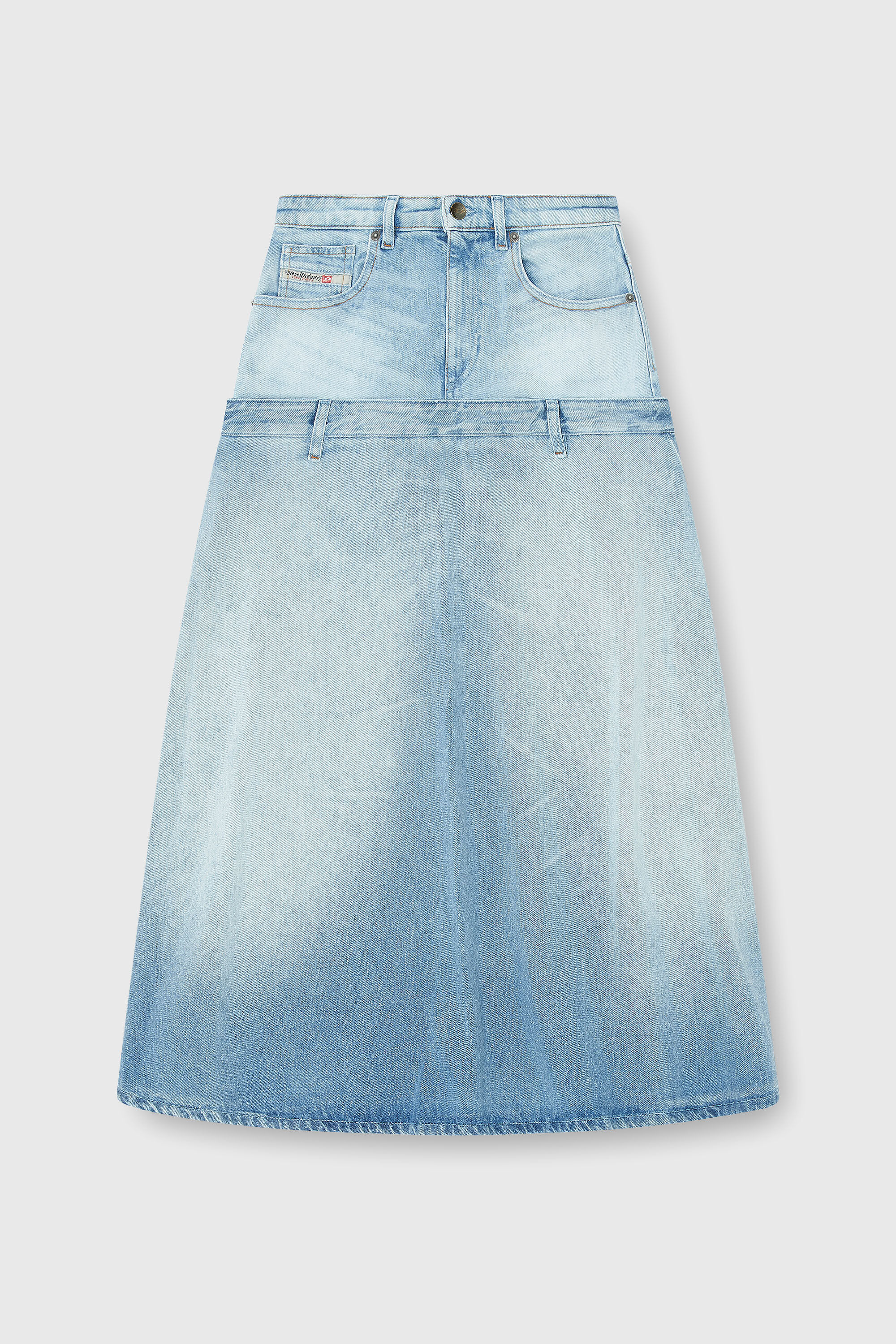 Diesel - DE-VORYA-S, Woman's Denim skirt with layered design in Light Blue - 2