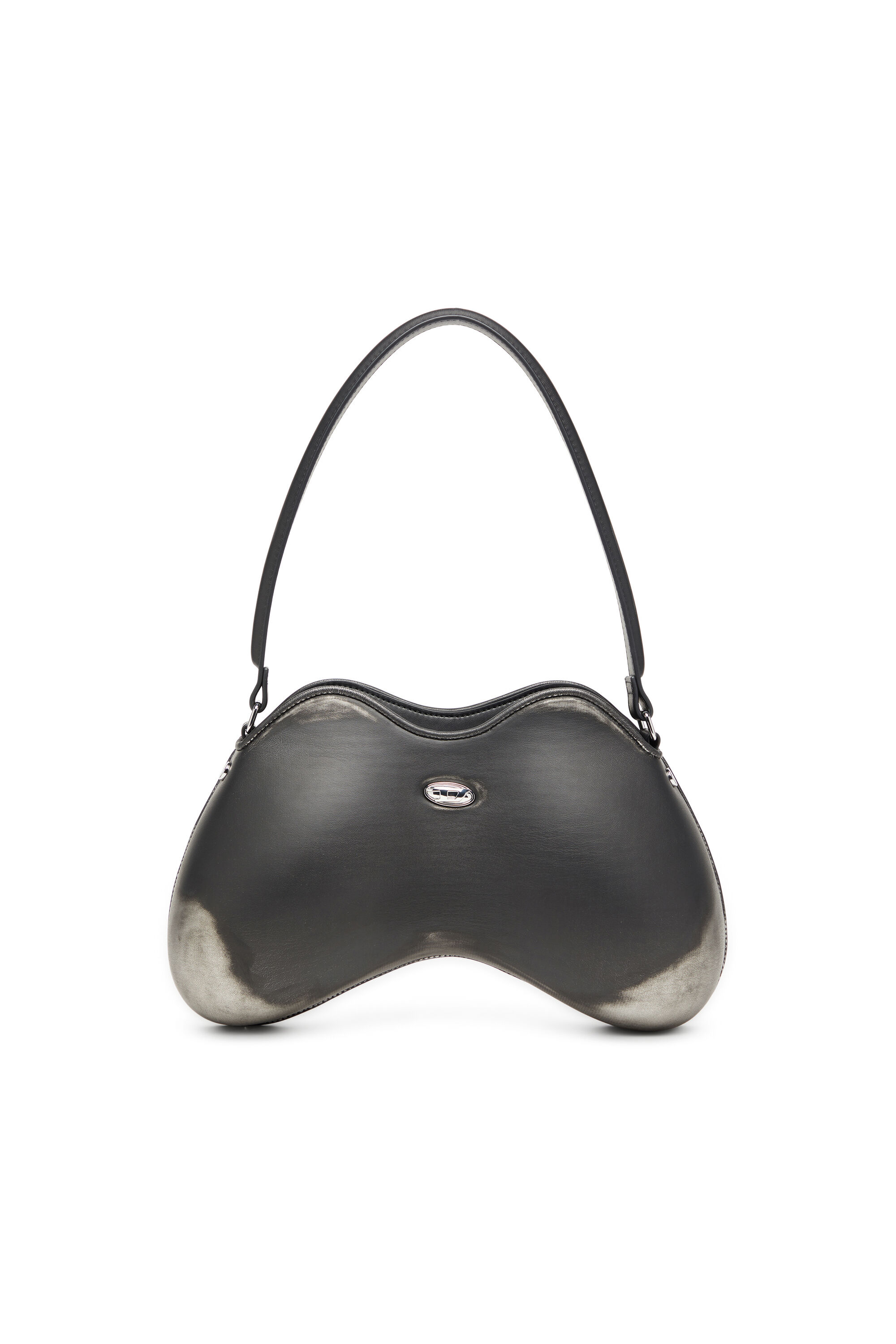 Diesel - DOUBLE-D SHOULDER, Woman's Double-D-Rigid shoulder bag in brushed PU in Black/Silver - 1