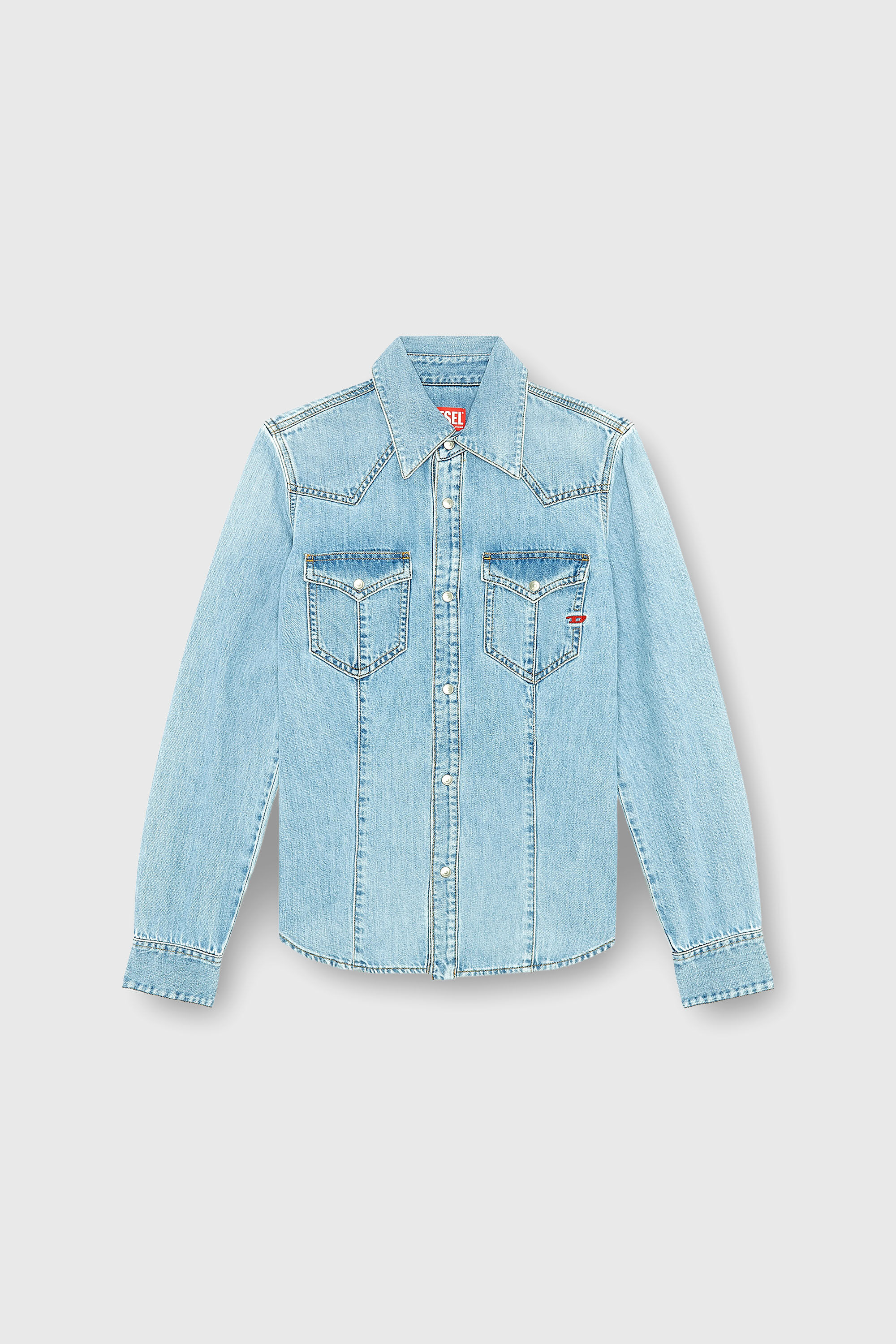 Diesel - DE-WAVES, Woman's Western shirt in denim in Light Blue - 2