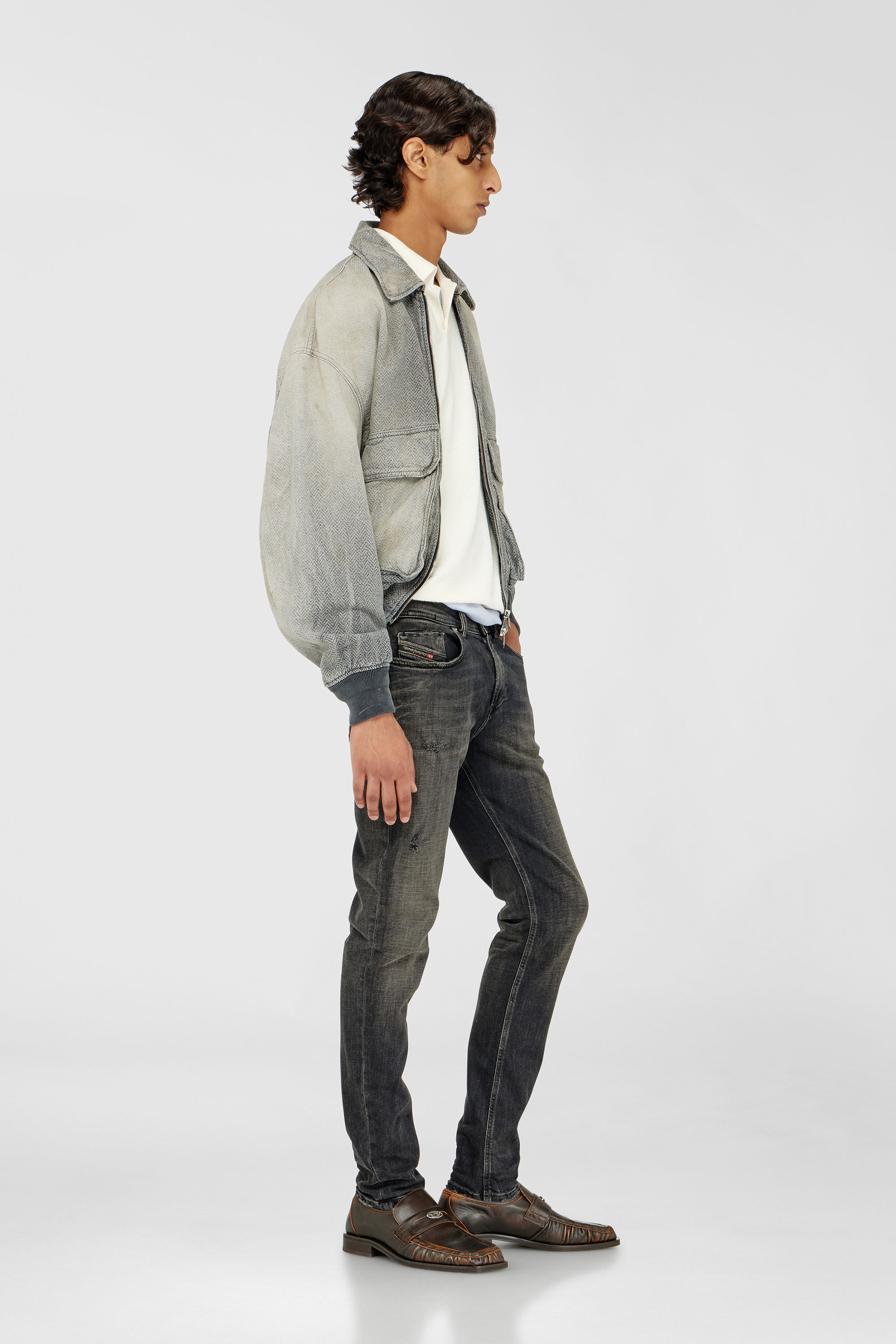 Diesel - Man's Skinny Jeans 1979 Sleenker 09P77, Black/Dark grey - 2