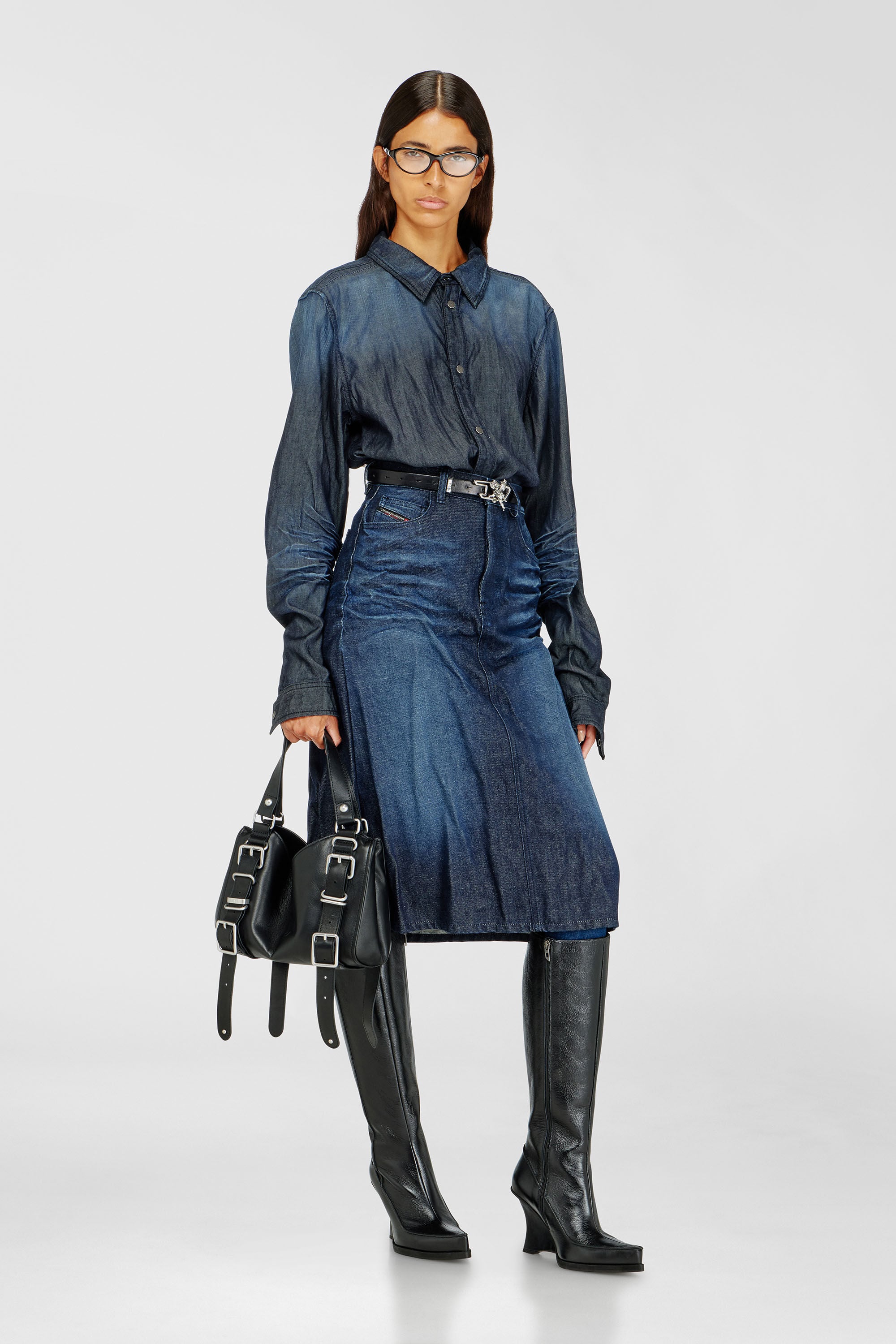 Diesel - D-LUCETTE-90-KB W, Woman's D-Lucette-Knee-high boots in leather in Black - 6
