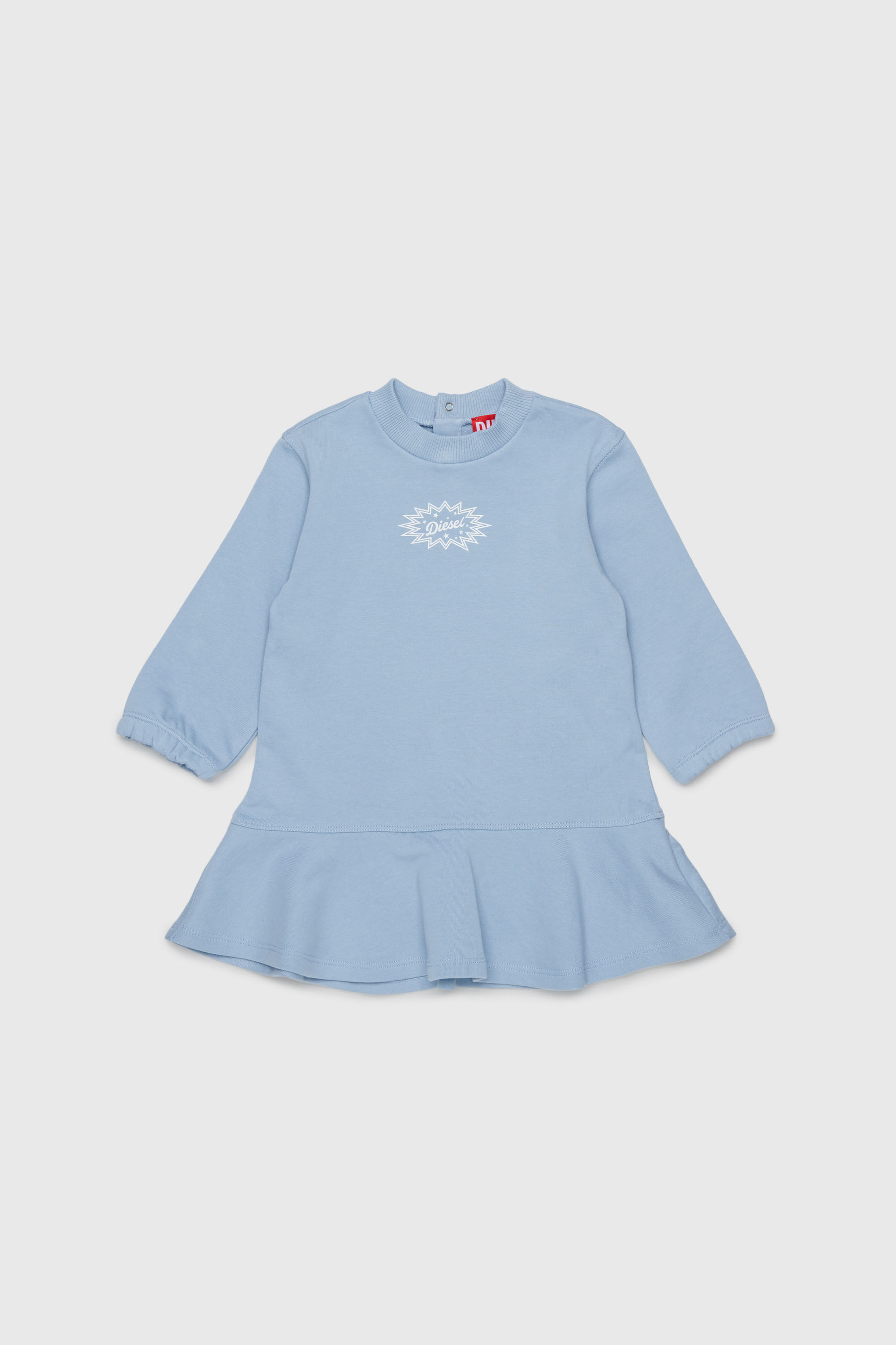 Diesel - DFUMB, Woman's Sweatshirt dress with ruffled hem in Light Blue - 1