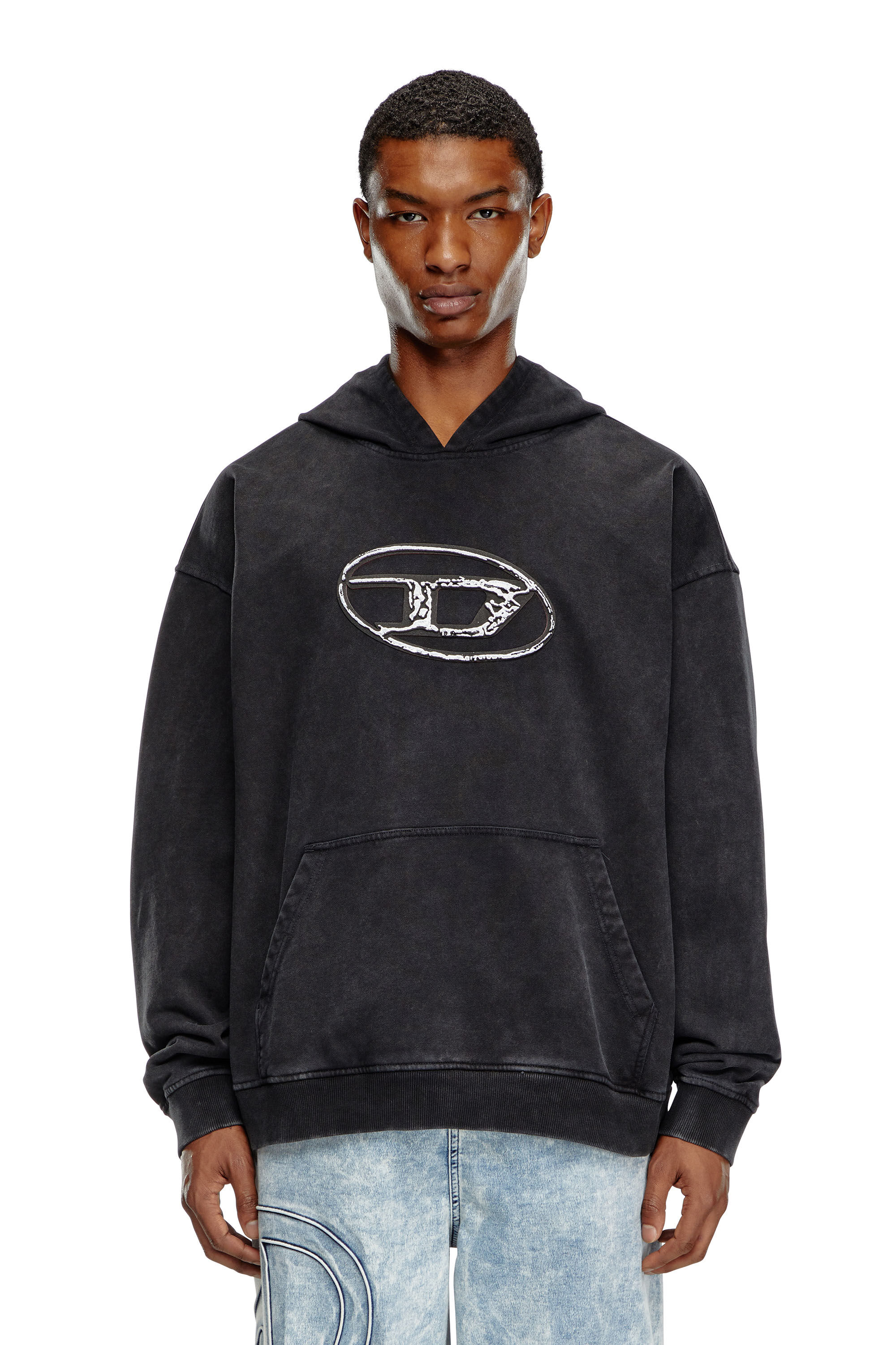 Diesel - S-BOXT-HOOD-Q7, Man's Hoodie with multi-layered logo print in Black - 3