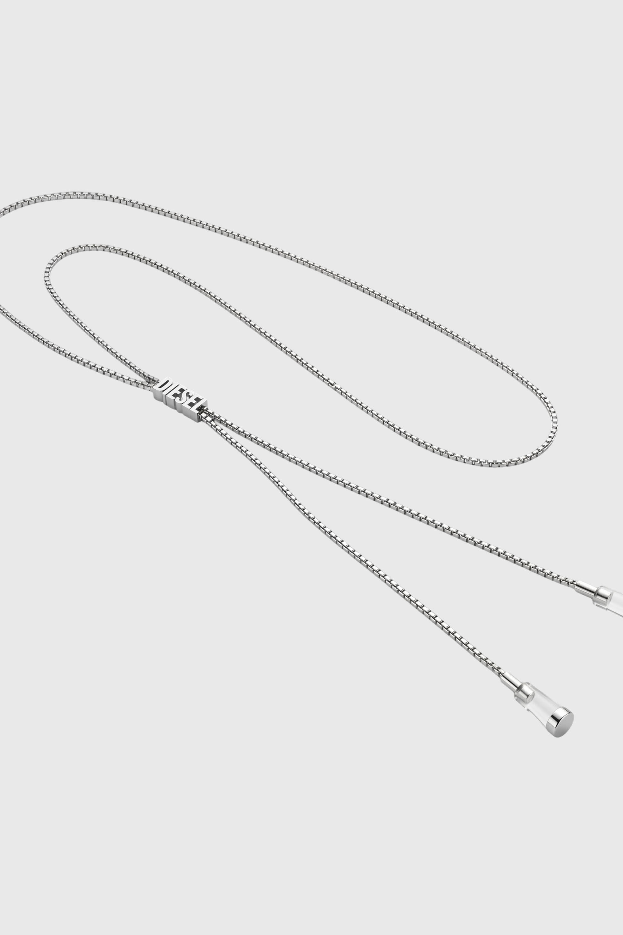 Diesel - 60669 EARBUDS CHAIN EARBUNDS CHAIN, Unisex's D chain earbuds necklace in Silver - 2
