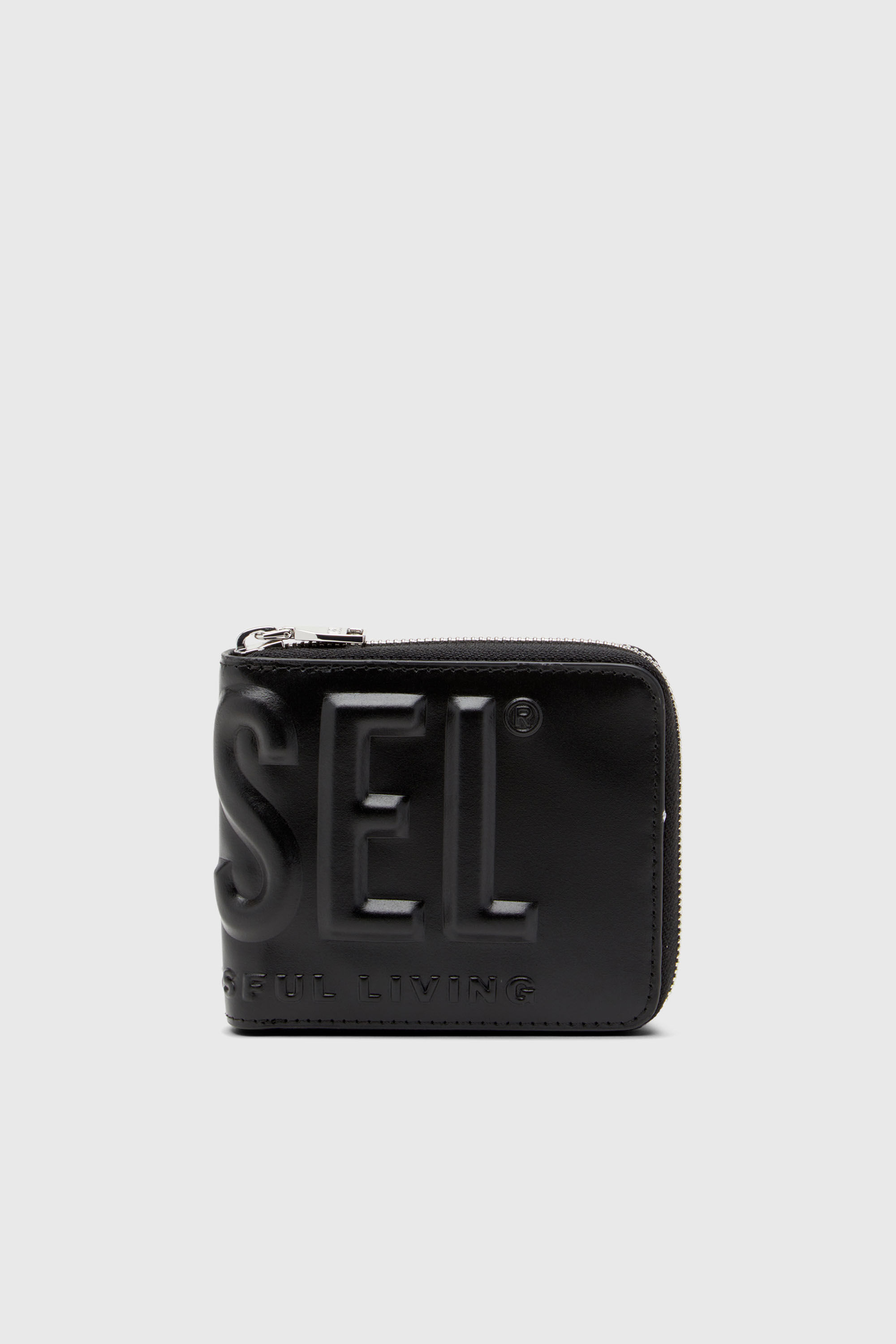 Diesel - DSL 3D- BI FOLD COIN ZIP XS, Man's Leather zip wallet with embossed logo in Black - 1