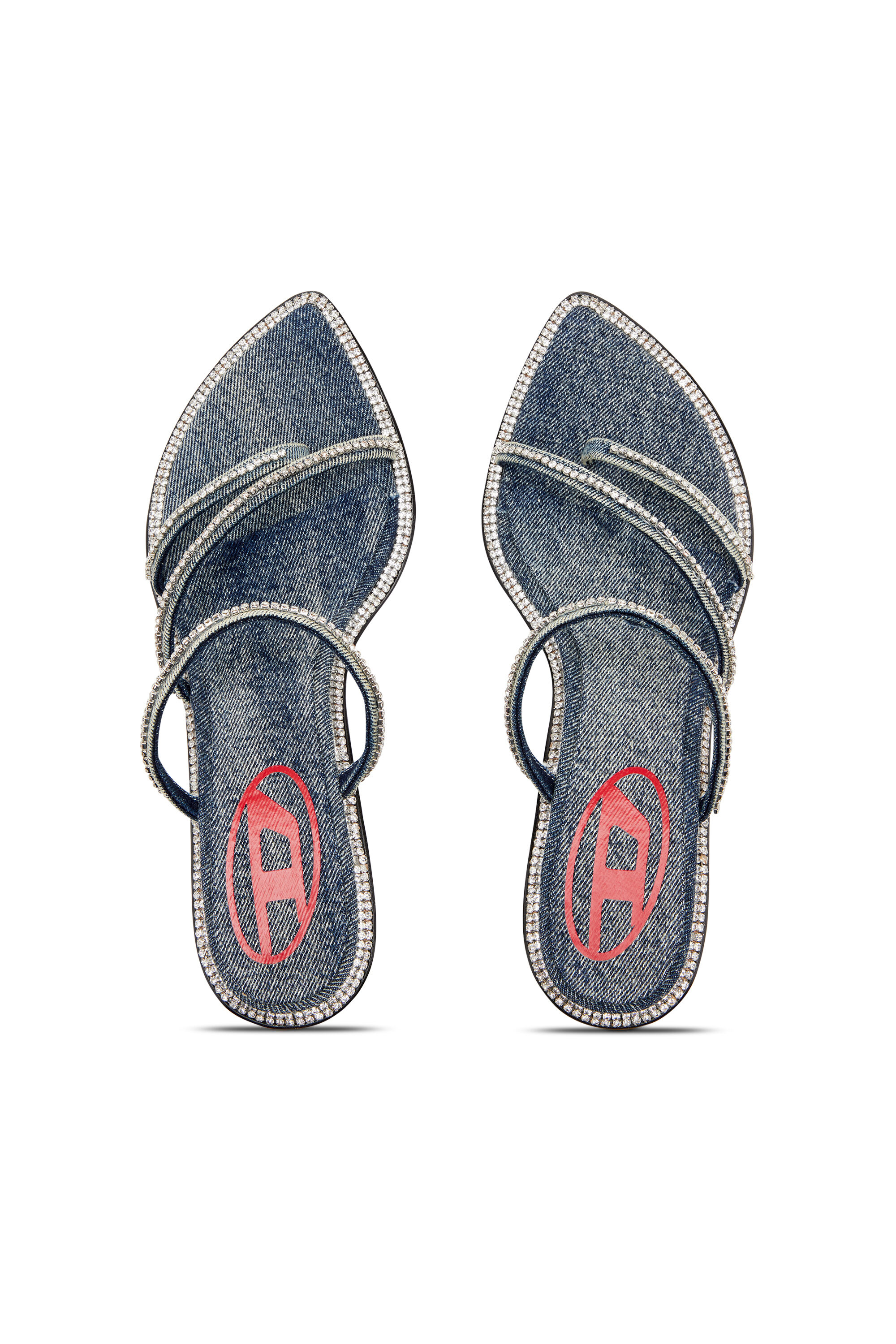 『DIESEL』D-Havanna Kittie ヒール Women's D-Havanna-Kitten-heel mules in crystal denim | Blue