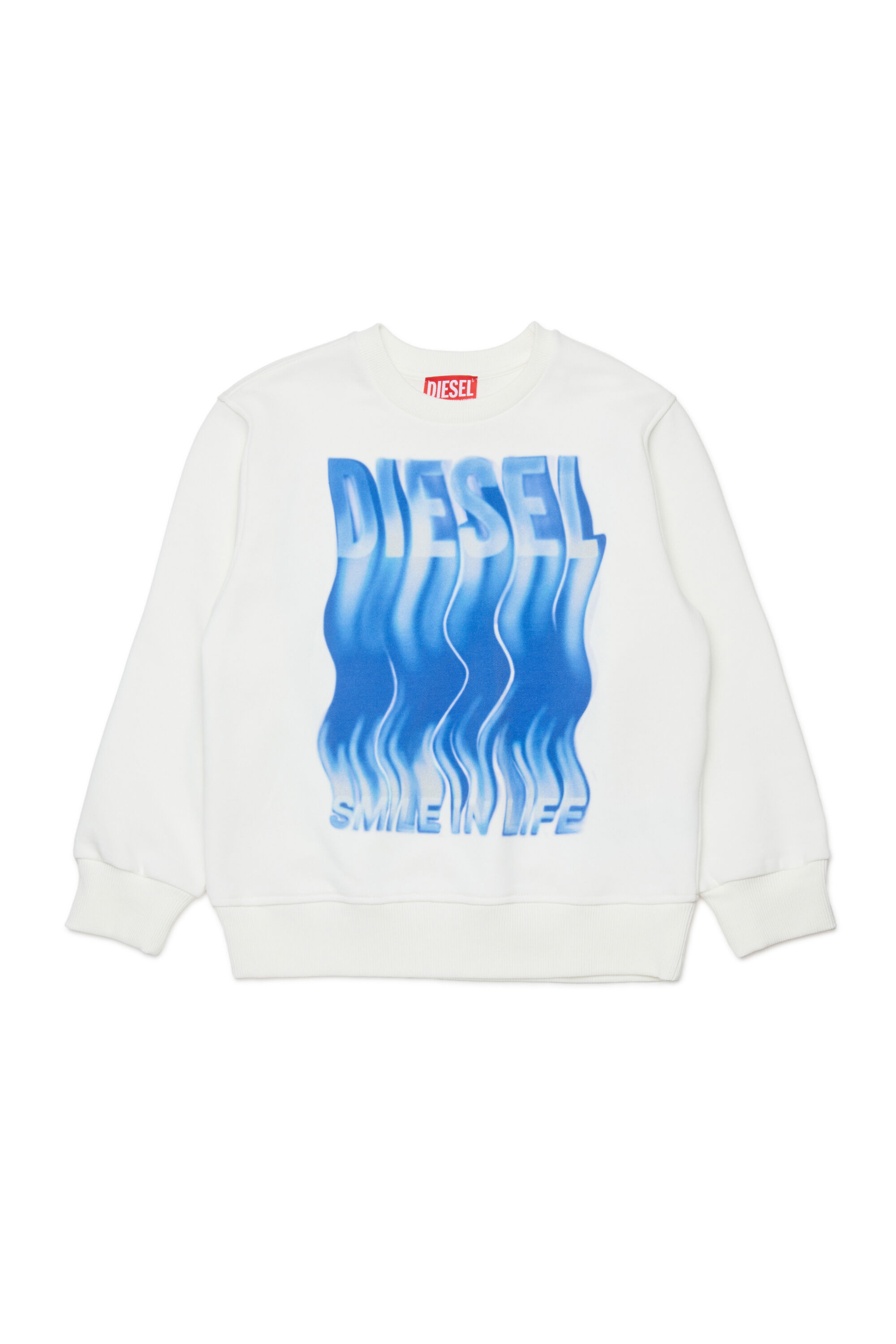 Diesel - SWIGGLY OVER, Man's Sweatshirt with wave logo print in White - 1
