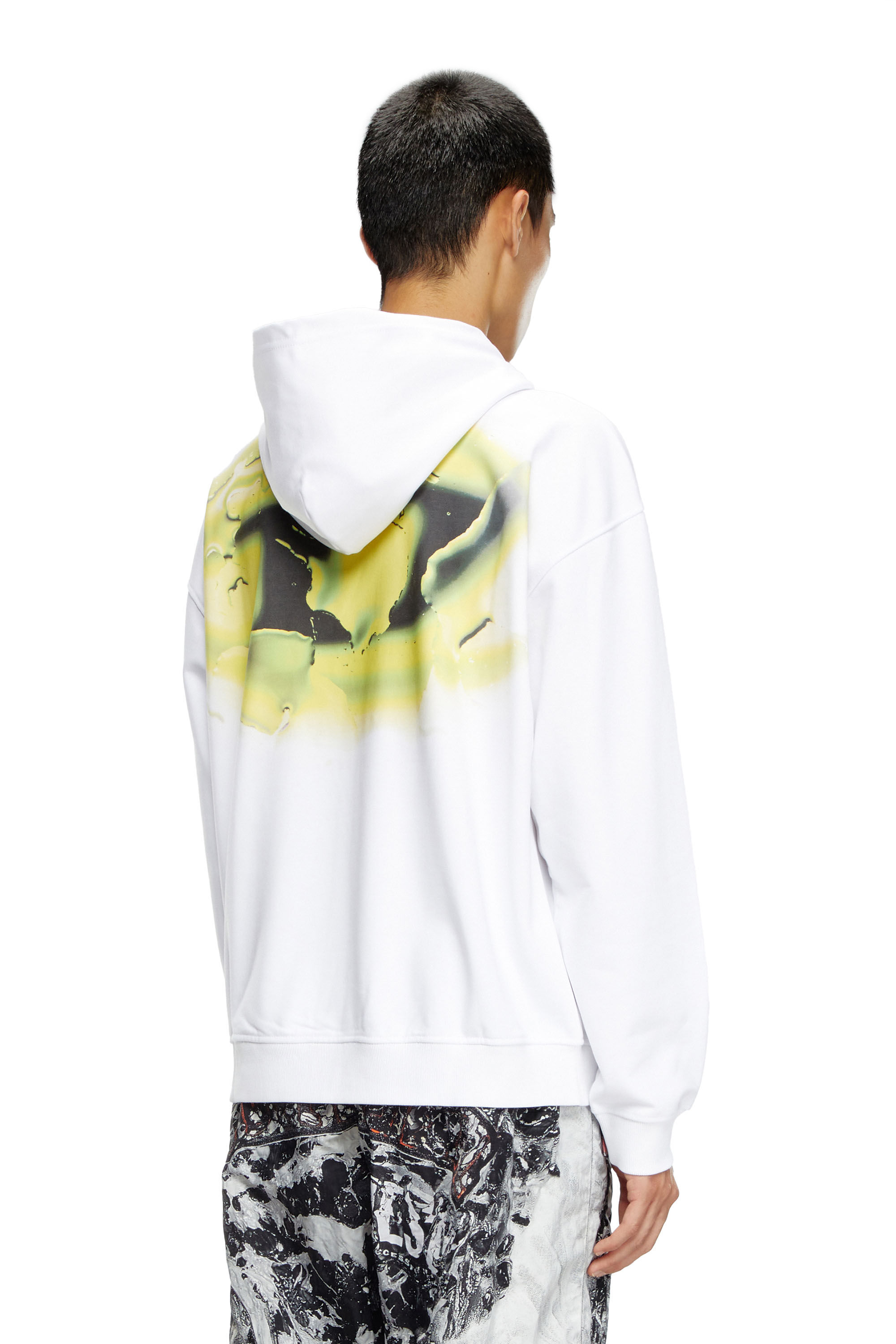 Diesel - S-BOXT-HOOD-K3, Man's Hoodie with water-effect logo print in White - 4