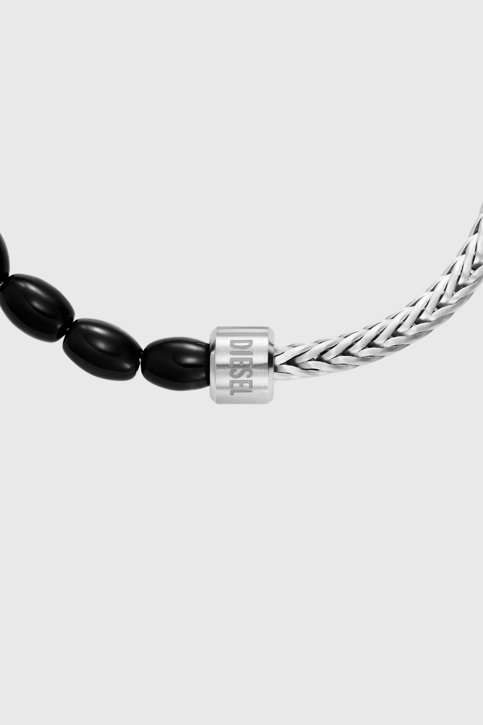 Diesel - DX1714040, Unisex's Black Agate Beaded Bracelet in Silver/Black - 3