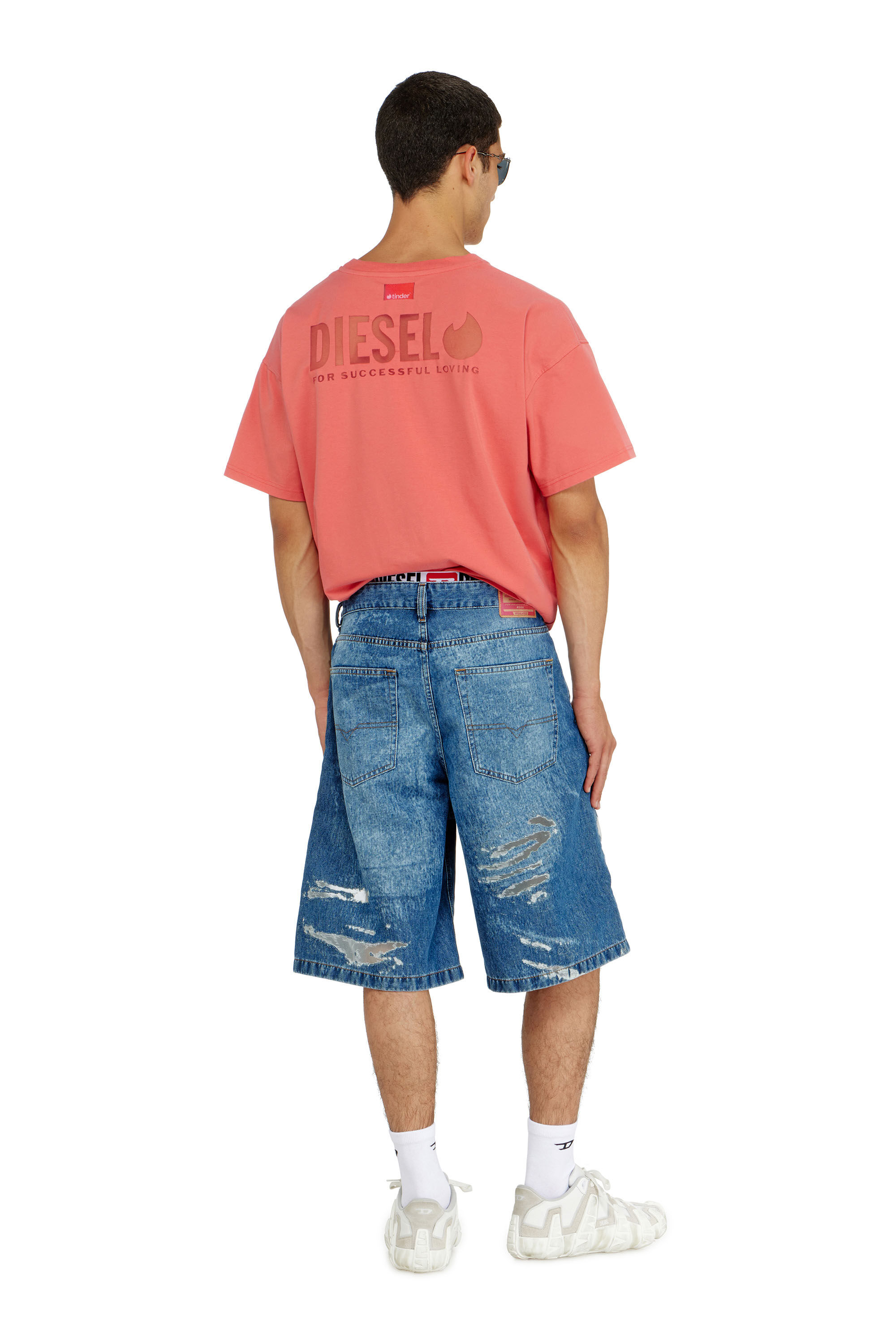 Diesel - PR-T-NORM-CHITIND-R, Unisex's T-shirt with transparent back logo in Coral Rose - 1